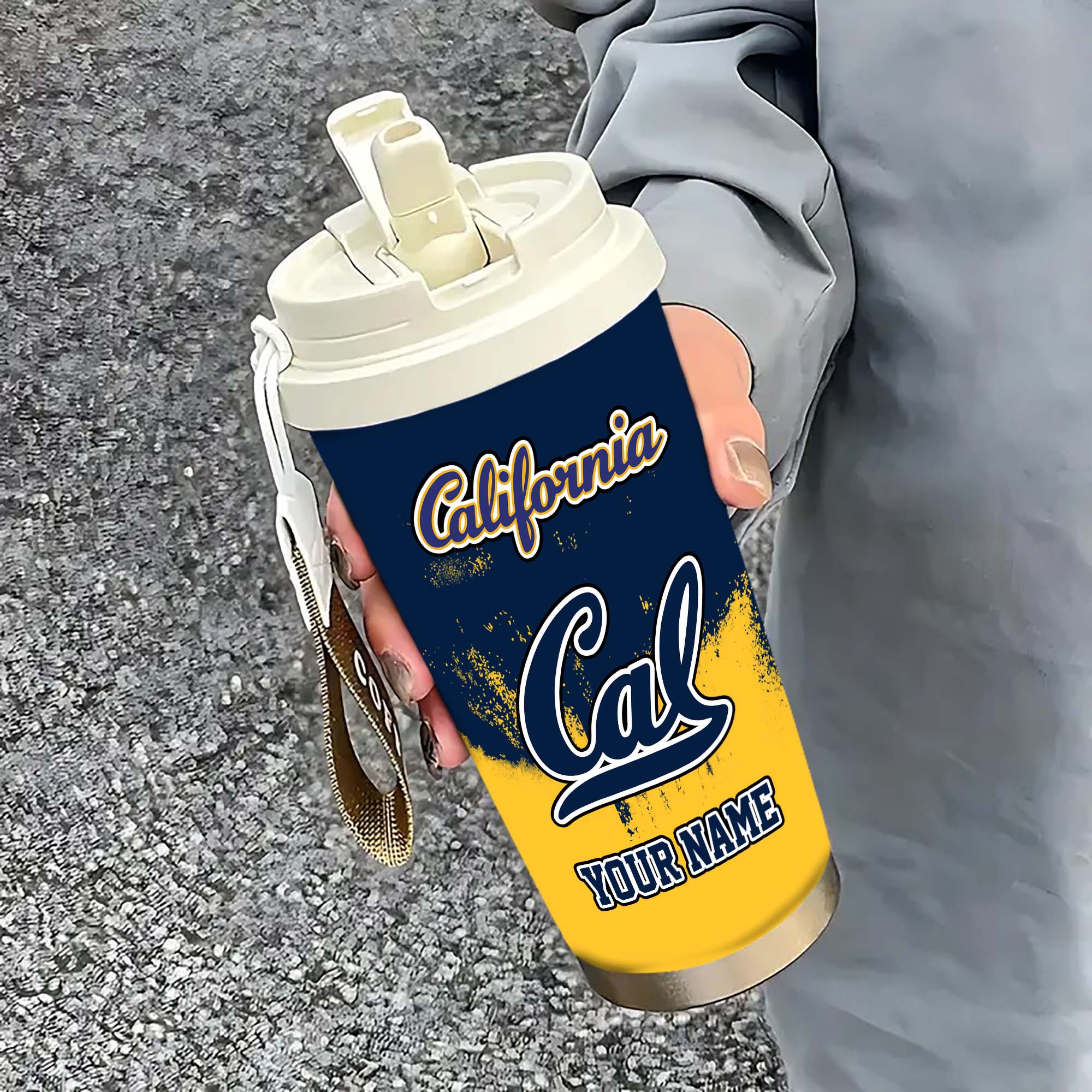 California Golden Bears Insulated Coffee Mug with Straw and Lid, Portable Coffee Travel Mug for Car, Fan Gifts EHIVM-0211799