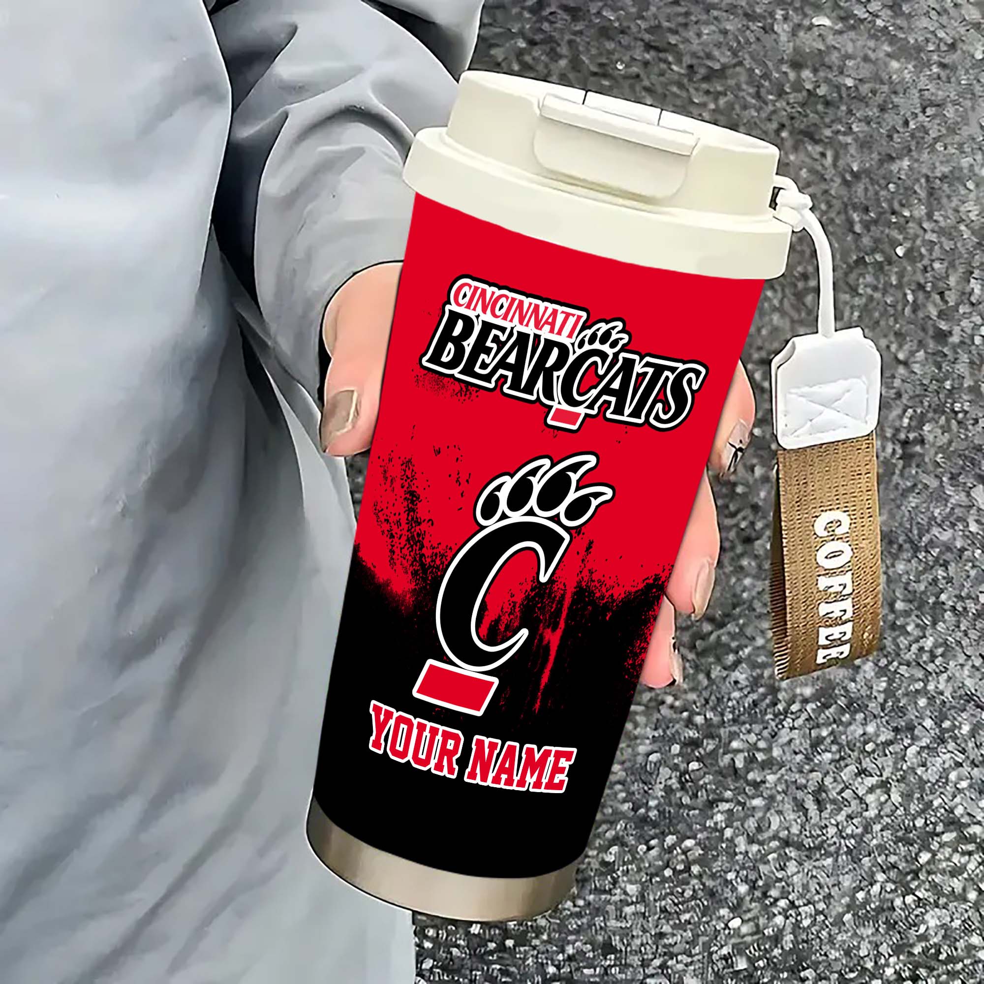 Alternative view of Cincinnati Bearcats Insulated Coffee Mug with Straw and Lid, Portable Coffee Travel Mug for Car, Fan Gifts EHIVM-0211799