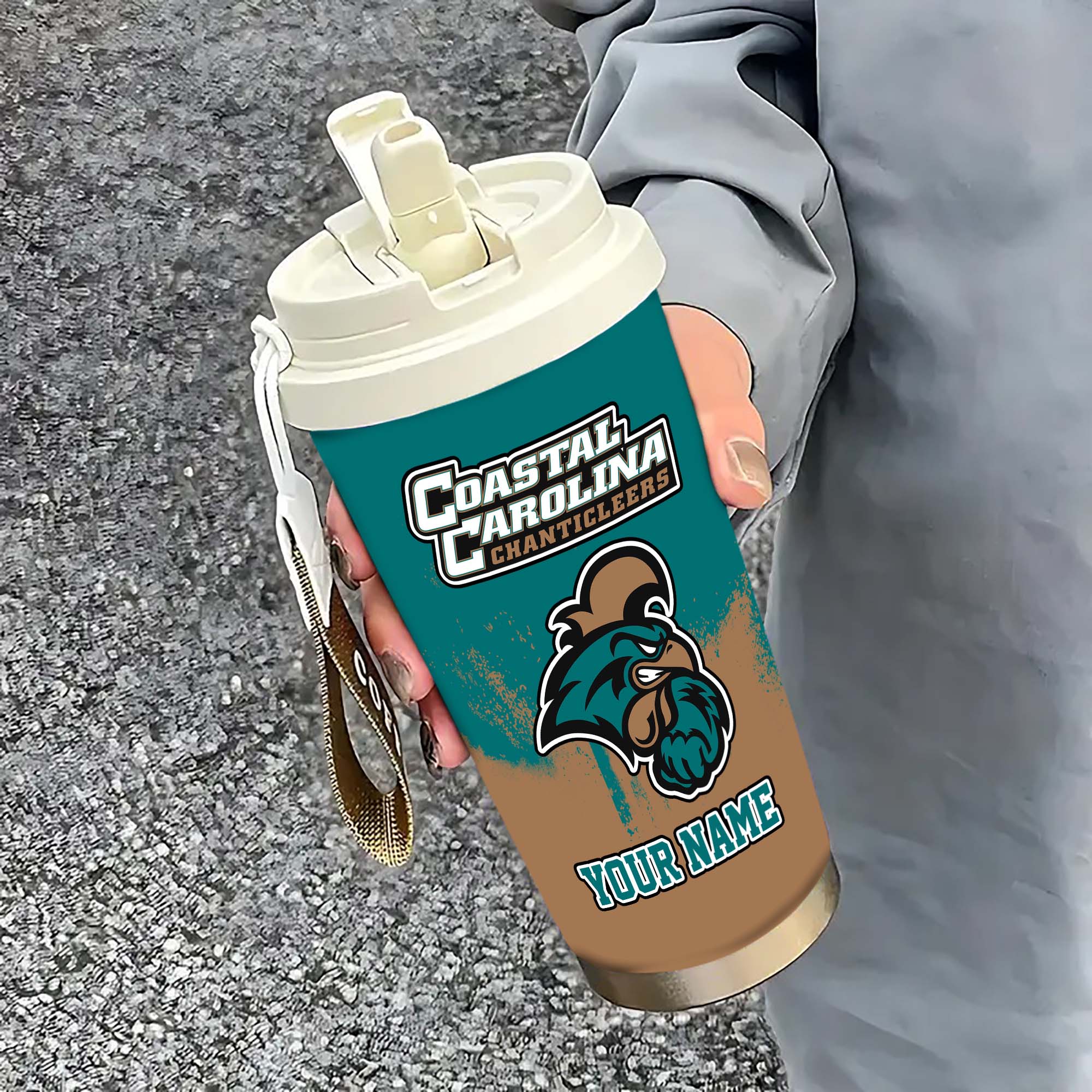 Coastal Carolina Chanticleers Insulated Coffee Mug with Straw and Lid, Portable Coffee Travel Mug for Car, Fan Gifts EHIVM-0211799
