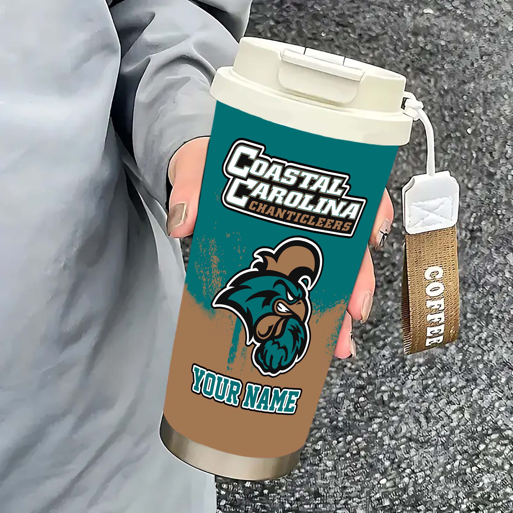 Alternative view of Coastal Carolina Chanticleers Insulated Coffee Mug with Straw and Lid, Portable Coffee Travel Mug for Car, Fan Gifts EHIVM-0211799