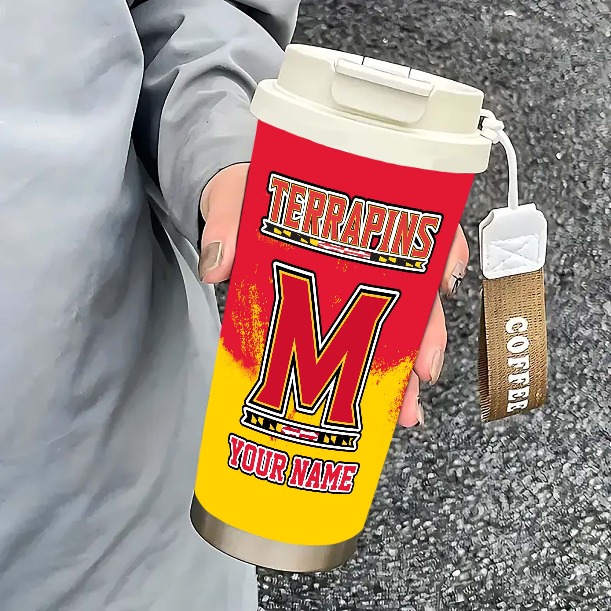 Alternative view of Maryland Terrapins Insulated Coffee Mug with Straw and Lid, Portable Coffee Travel Mug for Car, Fan Gifts EHIVM-0211799