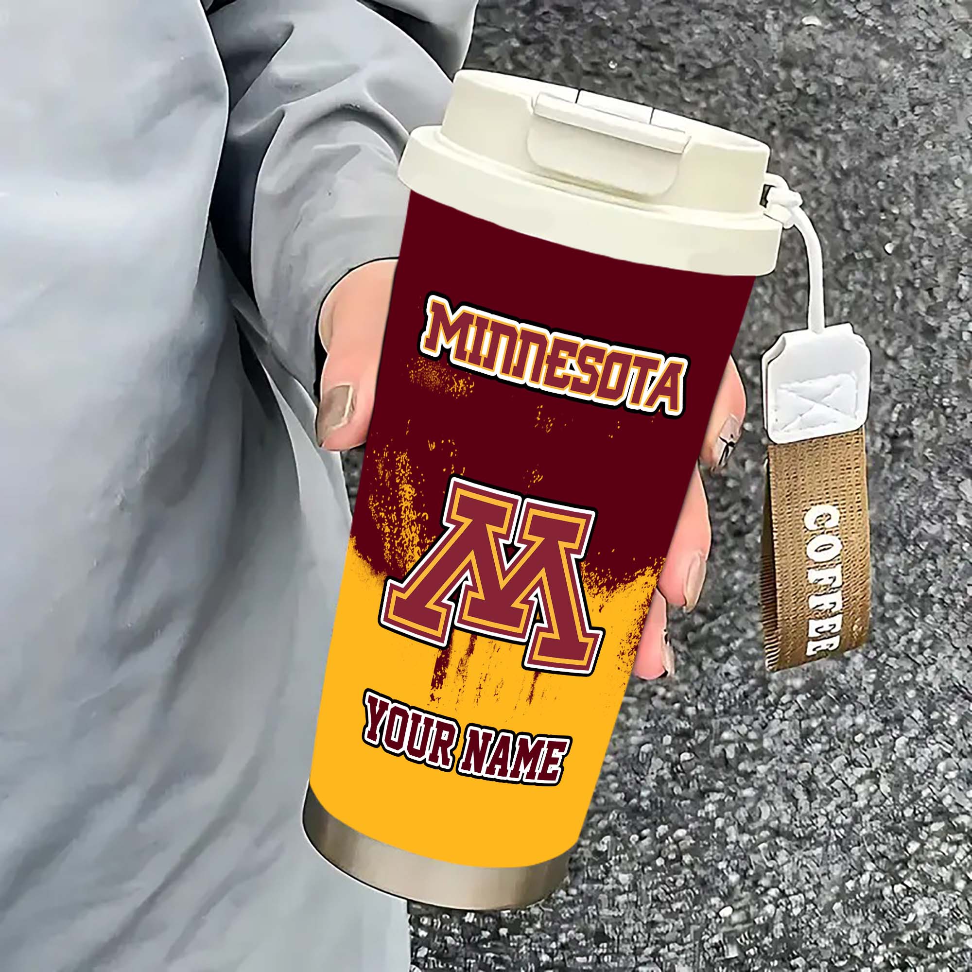 Alternative view of Minnesota Golden Gophers Insulated Coffee Mug with Straw and Lid, Portable Coffee Travel Mug for Car, Fan Gifts EHIVM-0211799