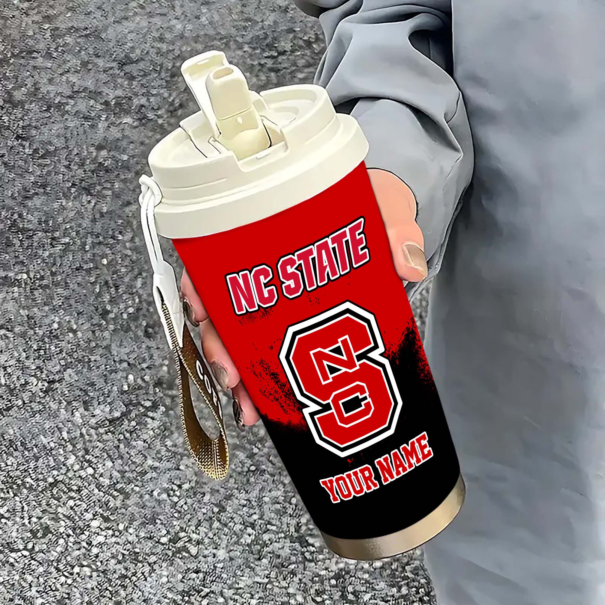 NC State Wolfpack Insulated Coffee Mug with Straw and Lid, Portable Coffee Travel Mug for Car, Fan Gifts EHIVM-0211799