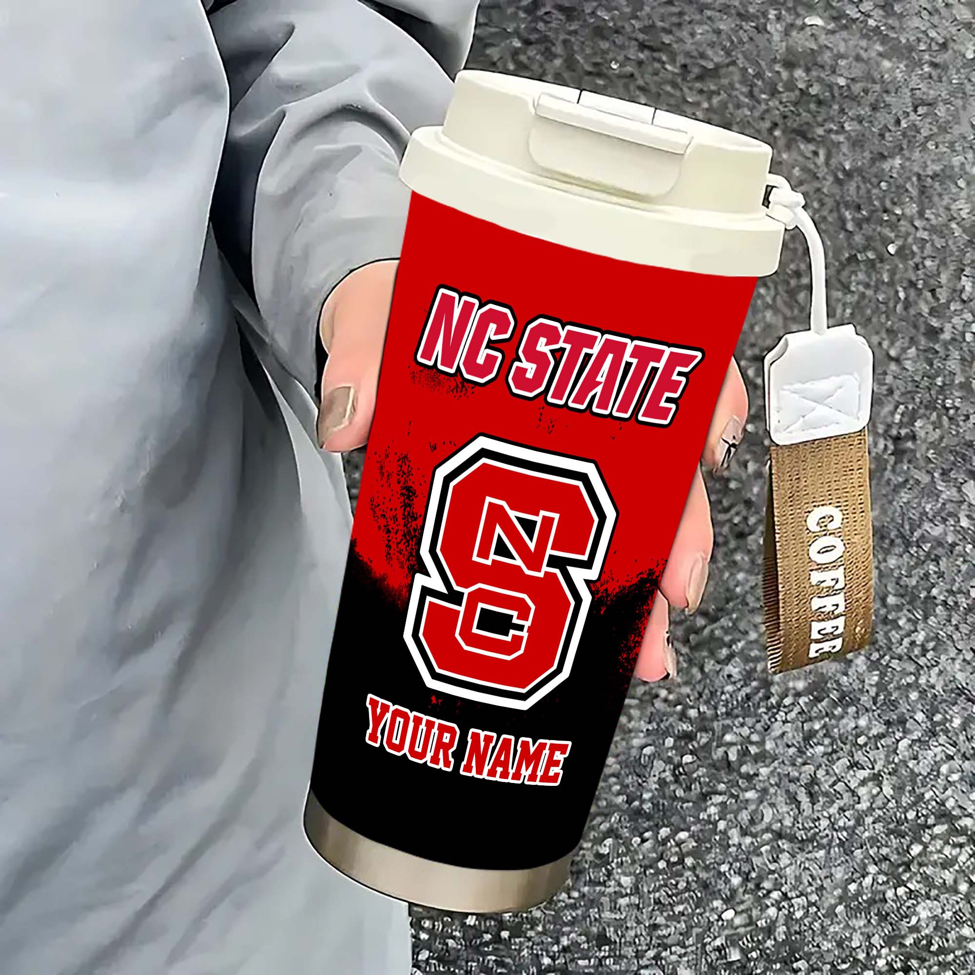 Alternative view of NC State Wolfpack Insulated Coffee Mug with Straw and Lid, Portable Coffee Travel Mug for Car, Fan Gifts EHIVM-0211799