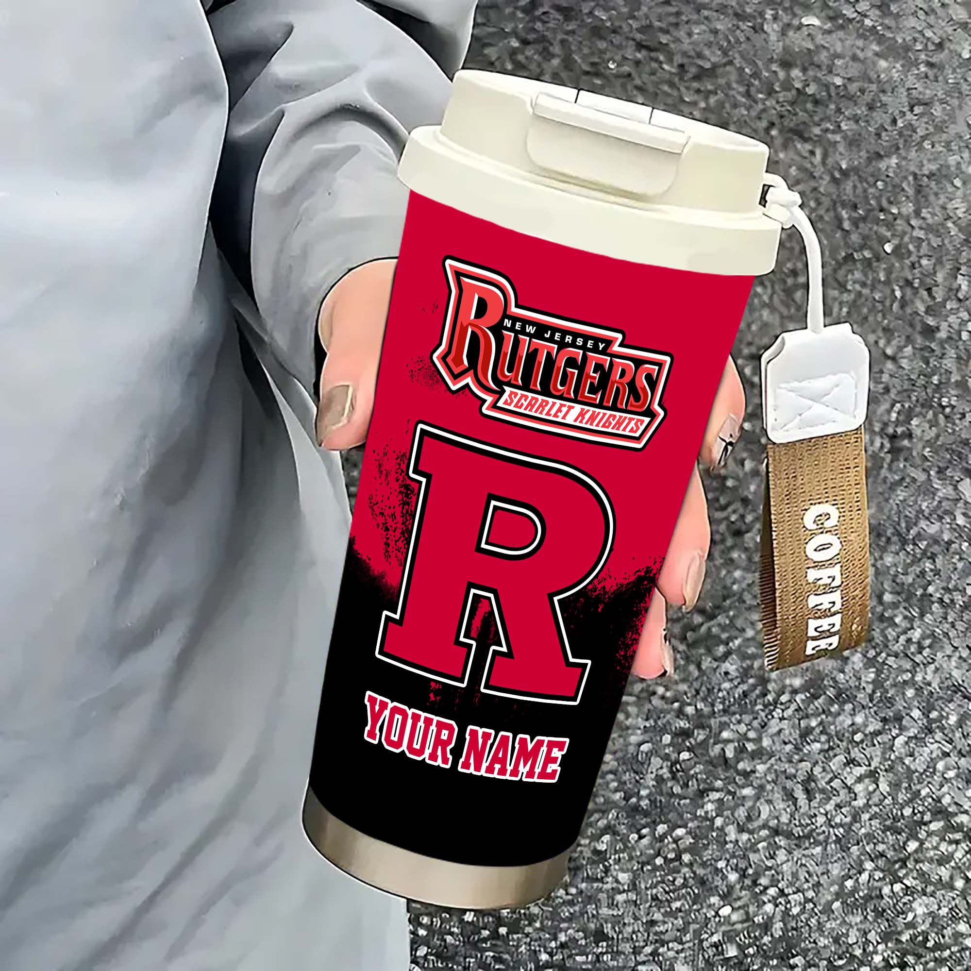 Alternative view of Rutgers Scarlet Knights Insulated Coffee Mug with Straw and Lid, Portable Coffee Travel Mug for Car, Fan Gifts EHIVM-0211799