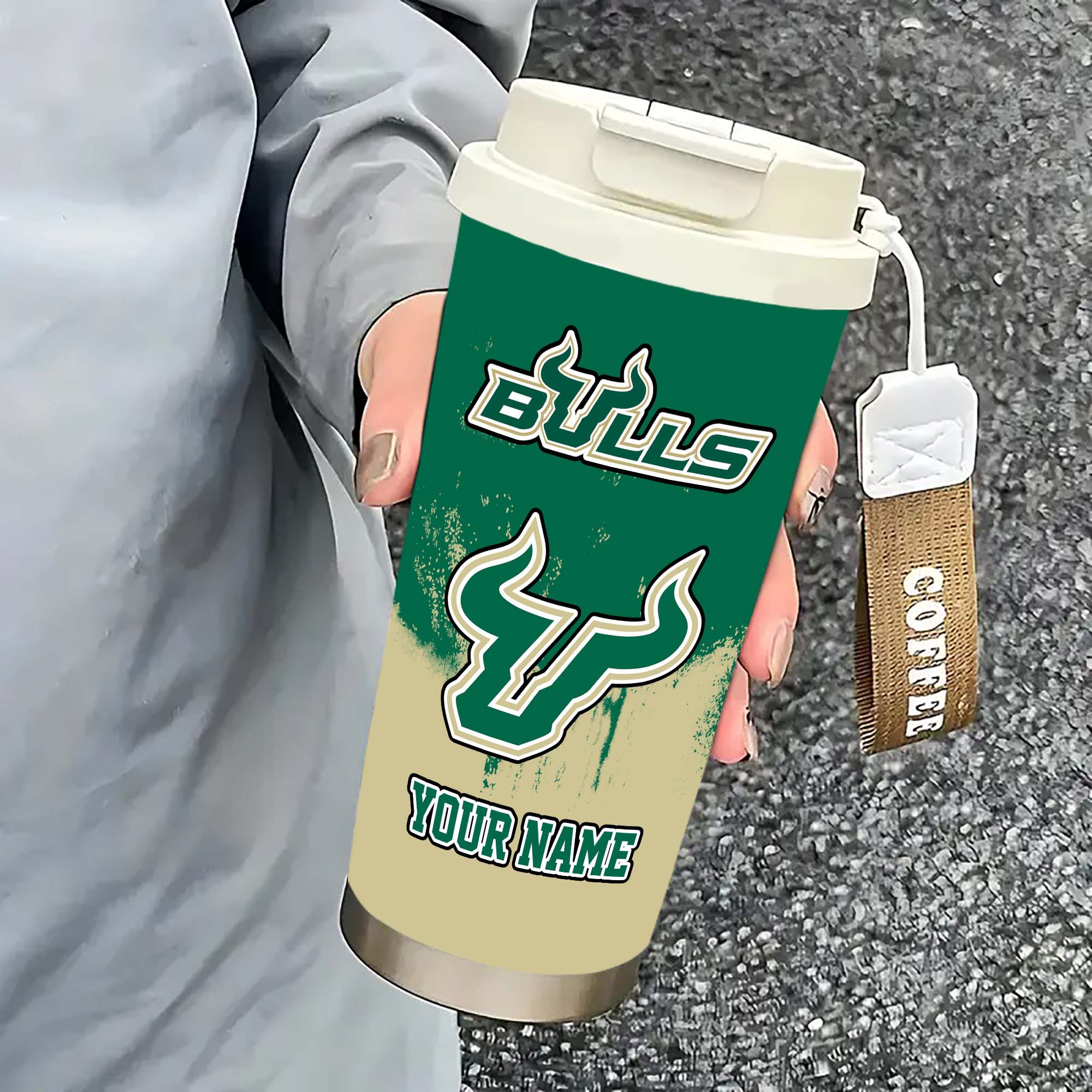 Alternative view of South Florida Bulls Insulated Coffee Mug with Straw and Lid, Portable Coffee Travel Mug for Car, Fan Gifts EHIVM-0211799
