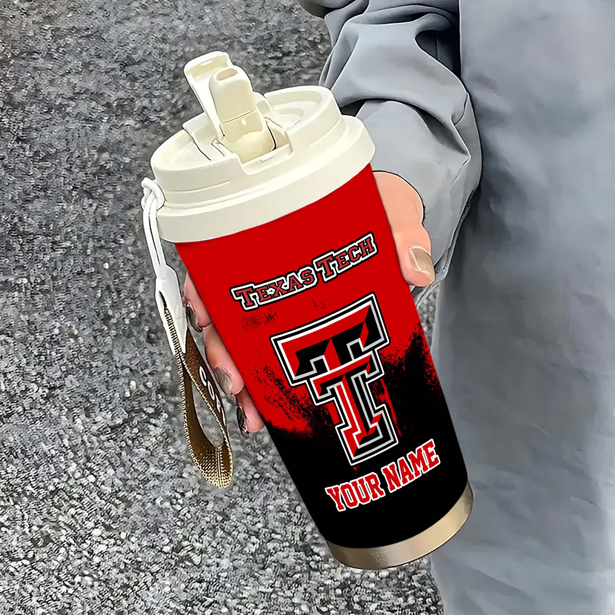 Texas Tech Red Raiders Insulated Coffee Mug with Straw and Lid, Portable Coffee Travel Mug for Car, Fan Gifts EHIVM-0211799