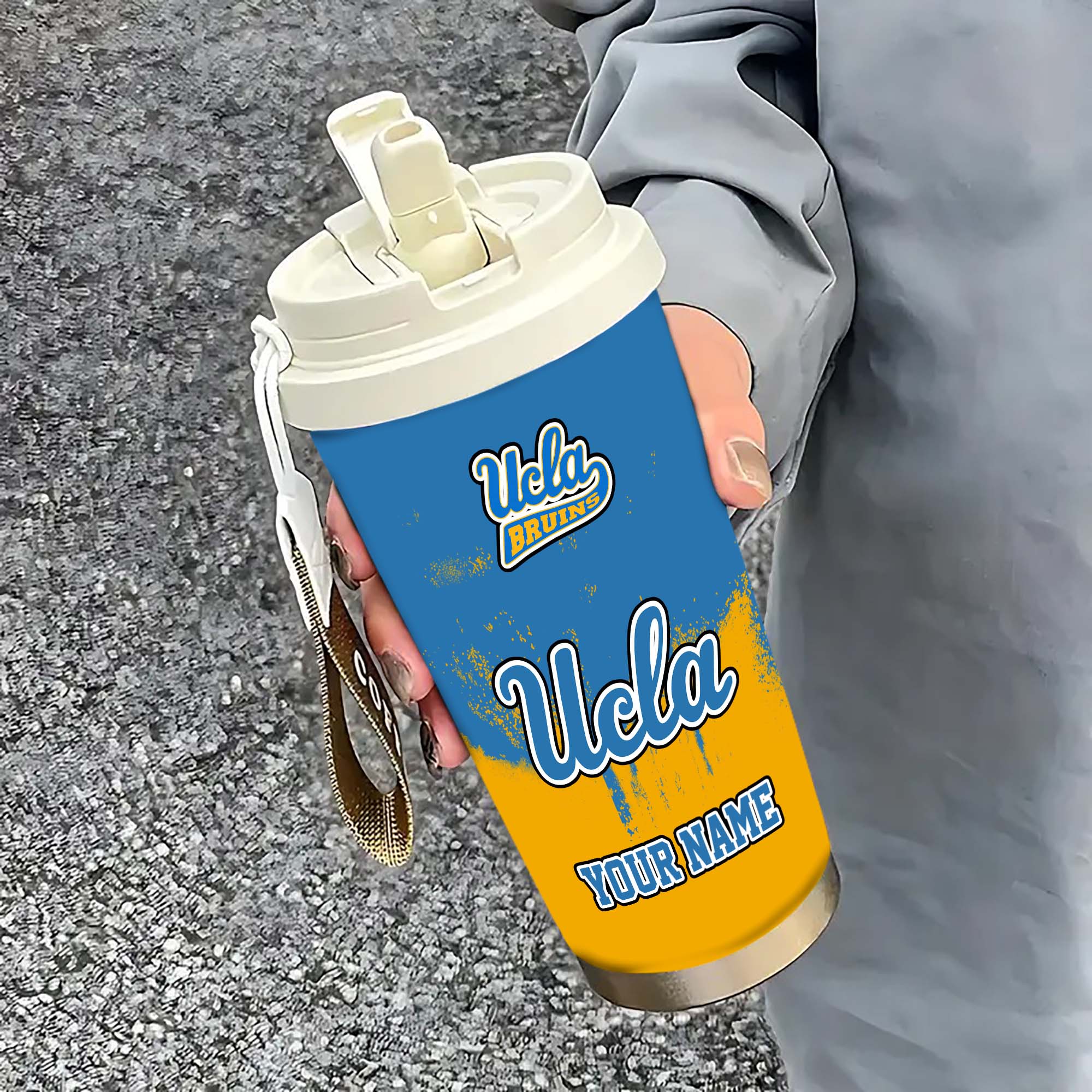 UCLA Bruins Insulated Coffee Mug with Straw and Lid, Portable Coffee Travel Mug for Car, Fan Gifts EHIVM-0211799