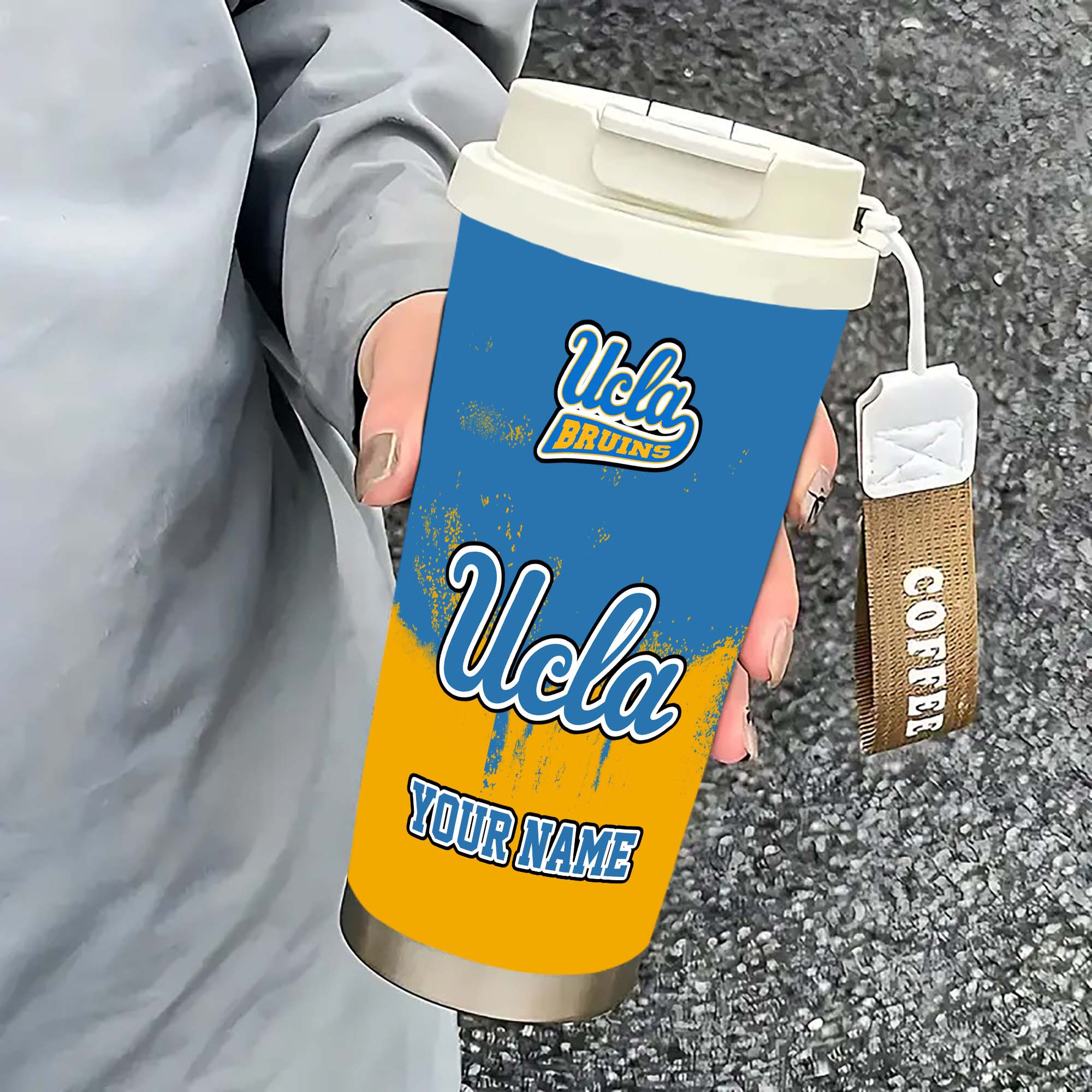 Alternative view of UCLA Bruins Insulated Coffee Mug with Straw and Lid, Portable Coffee Travel Mug for Car, Fan Gifts EHIVM-0211799