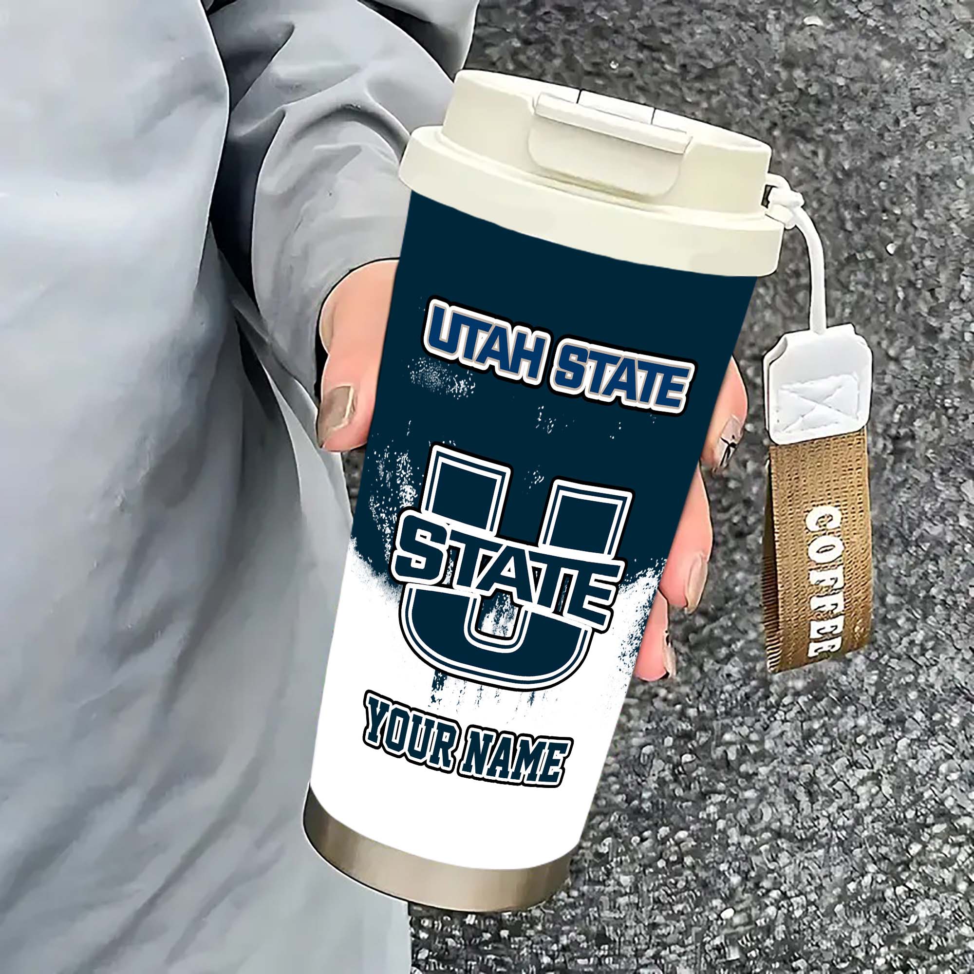 Alternative view of Utah State Aggies Insulated Coffee Mug with Straw and Lid, Portable Coffee Travel Mug for Car, Fan Gifts EHIVM-0211799