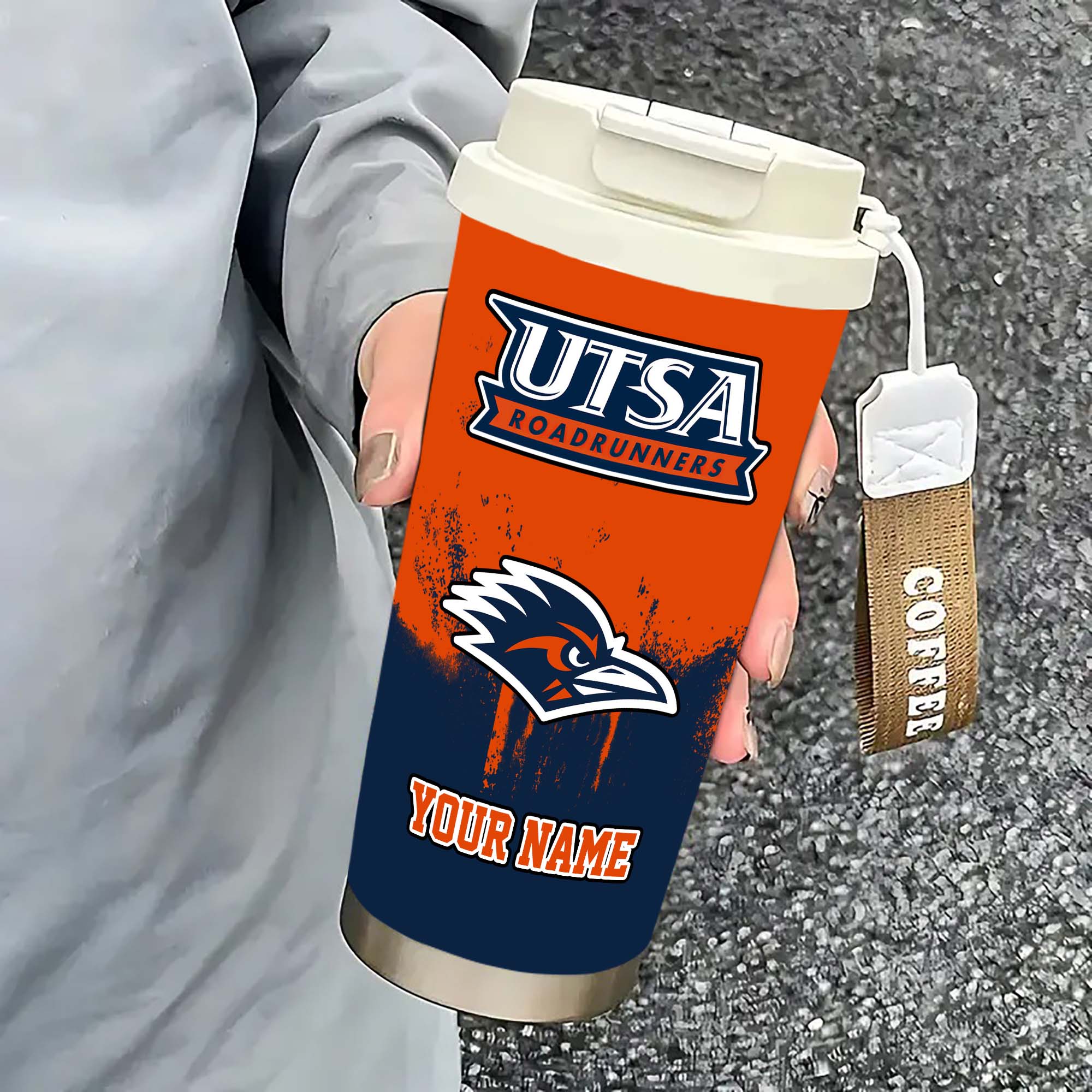 Alternative view of UTSA Roadrunners Insulated Coffee Mug with Straw and Lid, Portable Coffee Travel Mug for Car, Fan Gifts EHIVM-0211799