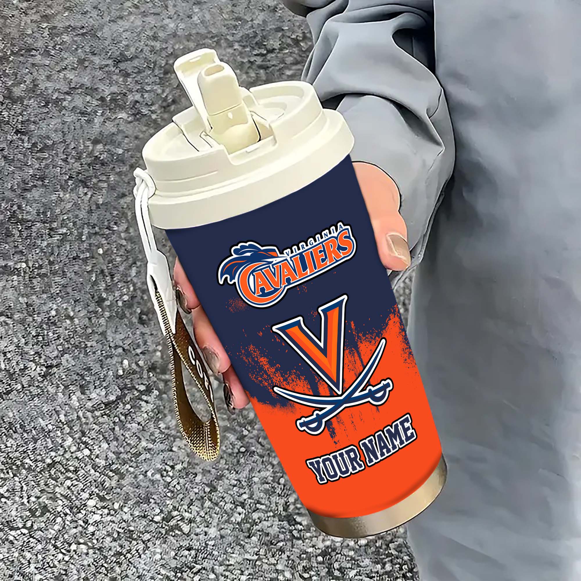 Virginia Cavaliers Insulated Coffee Mug with Straw and Lid, Portable Coffee Travel Mug for Car, Fan Gifts EHIVM-0211799