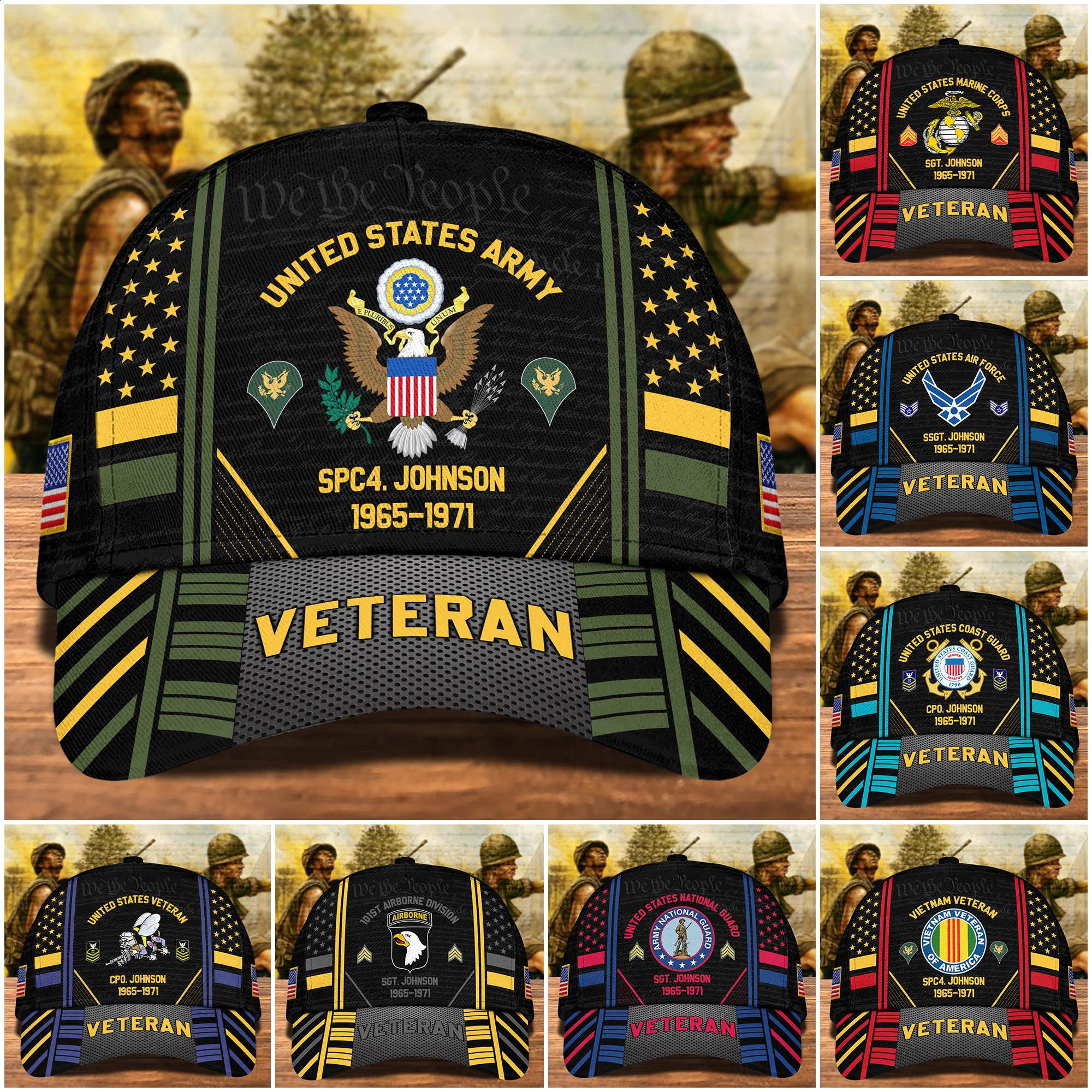 US Military Veteran Cap Custom Name, Number And Year, Cap For Veterans, Gift For Military ETRG-122358