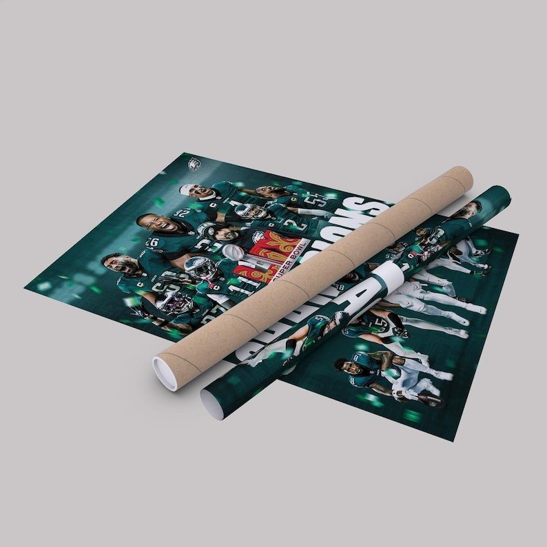 Alternative view of Philadelphia Eagles 40-22 Chiefs Champions Super Bowl LIX Poster And Poster, Gifts For Eagles Fan ETRG-0218943