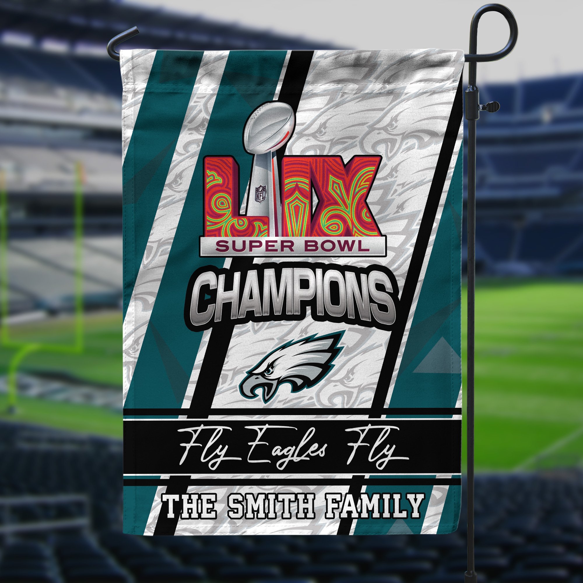 Alternative view of Philadelphia Eagles Champions Super Bowl 2025 Garden Flag Custom Family Name, Gifts For Eagles Fan, Sport Lover Gifts ETRG-0218938