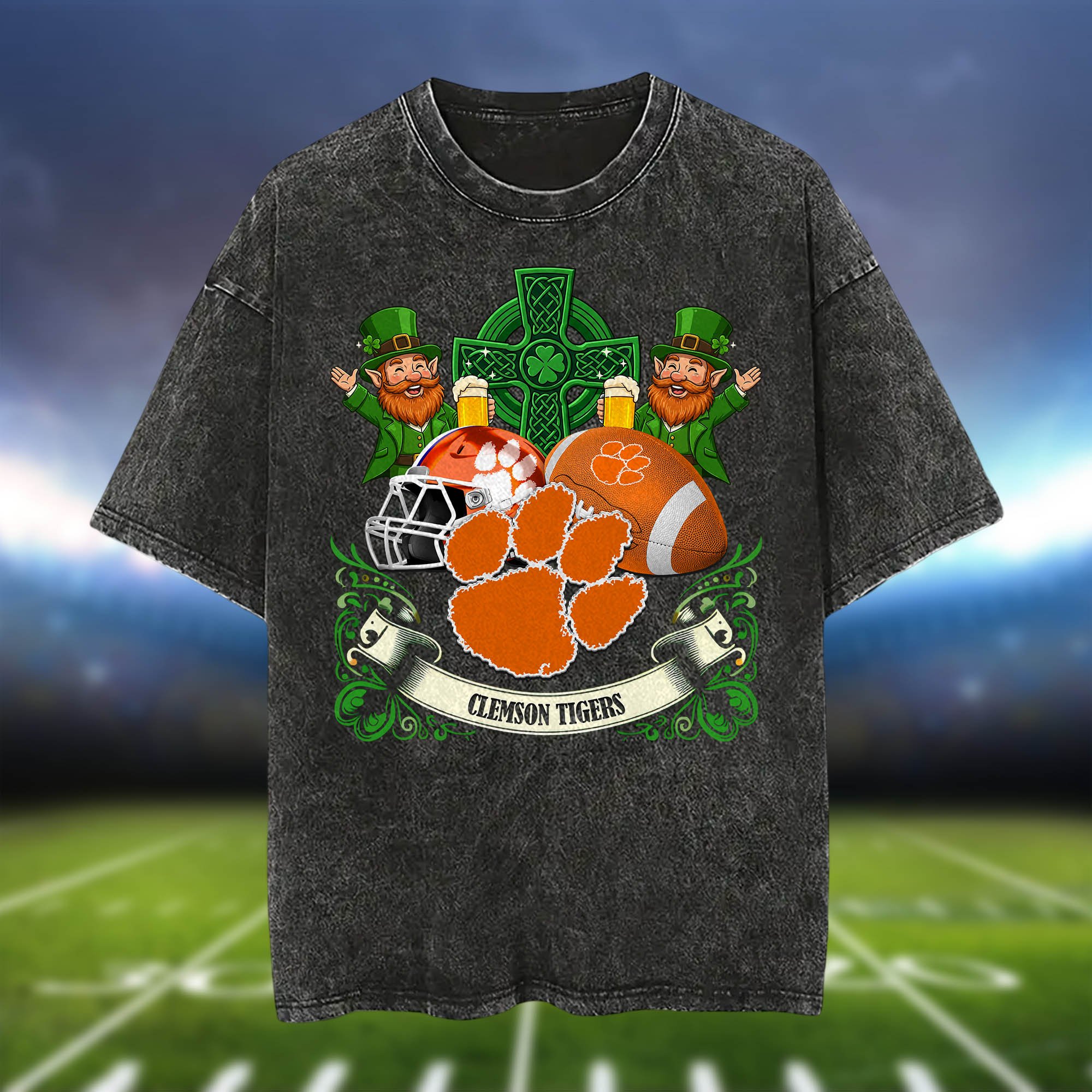 Alternative view of Clemson Tigers Washed Tee Shirts, Sport Team Shirt For Fan, Sport Gifts ETHY-0220986