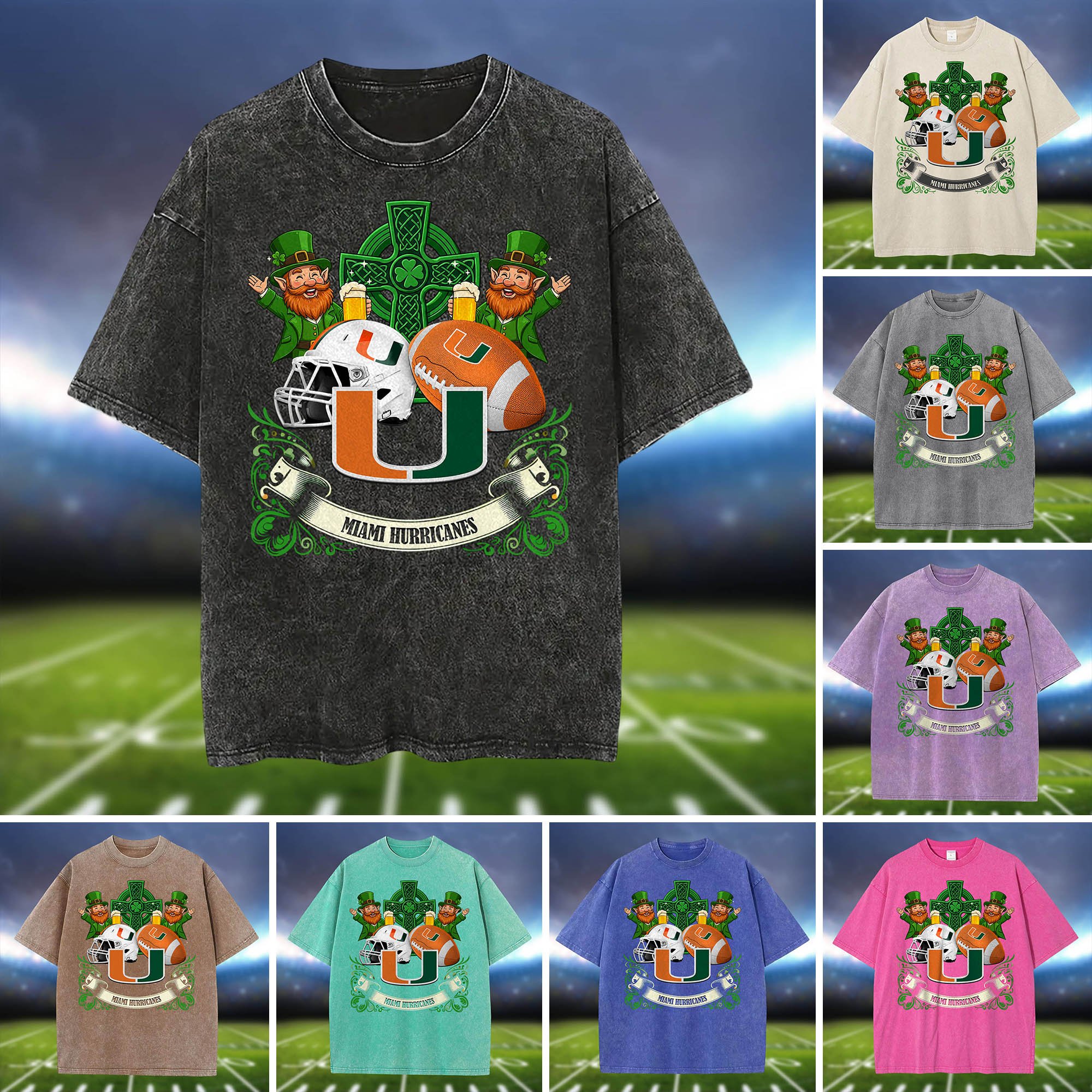 Miami Hurricanes Washed Tee Shirts, Sport Team Shirt For Fan, Sport Gifts ETHY-0220986