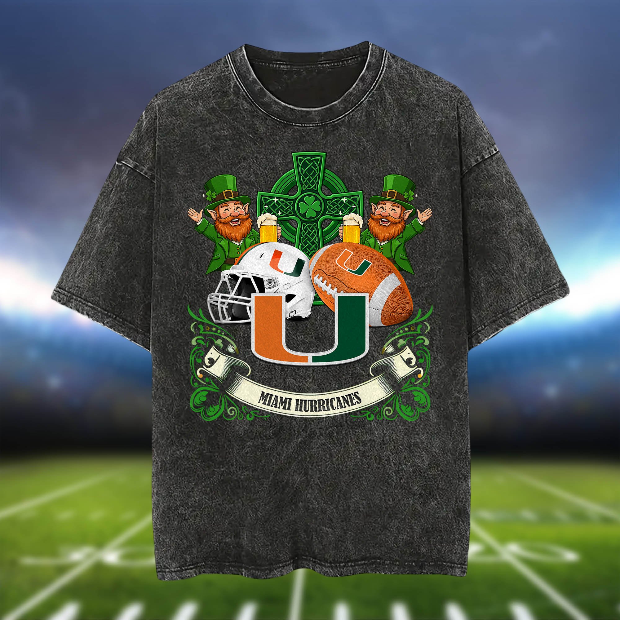 Alternative view of Miami Hurricanes Washed Tee Shirts, Sport Team Shirt For Fan, Sport Gifts ETHY-0220986