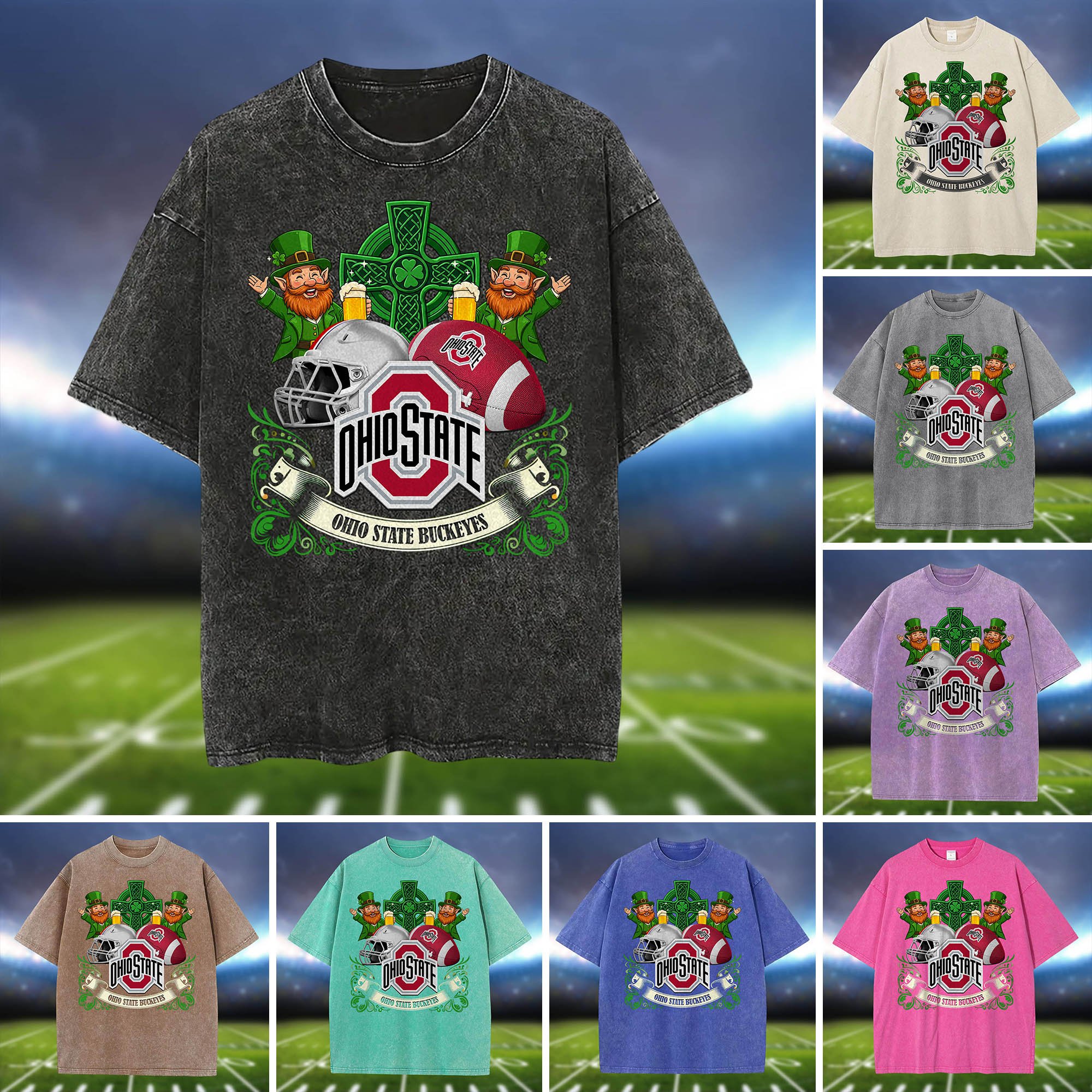Ohio State Buckeyes Washed Tee Shirts, Sport Team Shirt For Fan, Sport Gifts ETHY-0220986