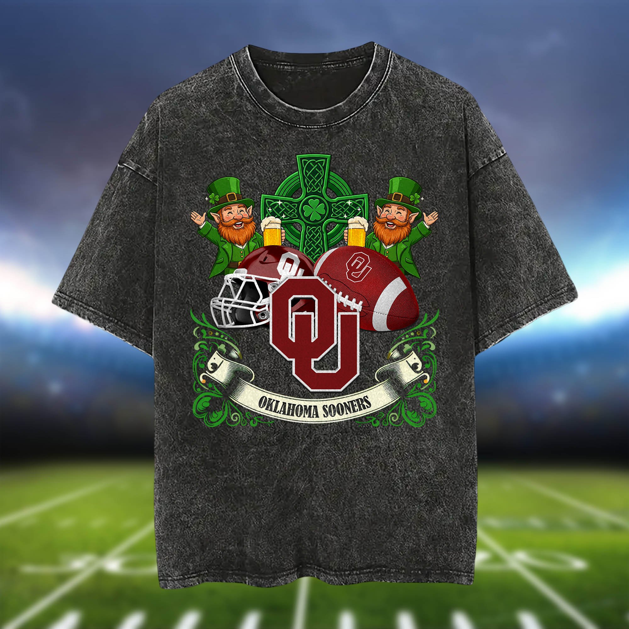 Alternative view of Oklahoma Sooners Washed Tee Shirts, Sport Team Shirt For Fan, Sport Gifts ETHY-0220986