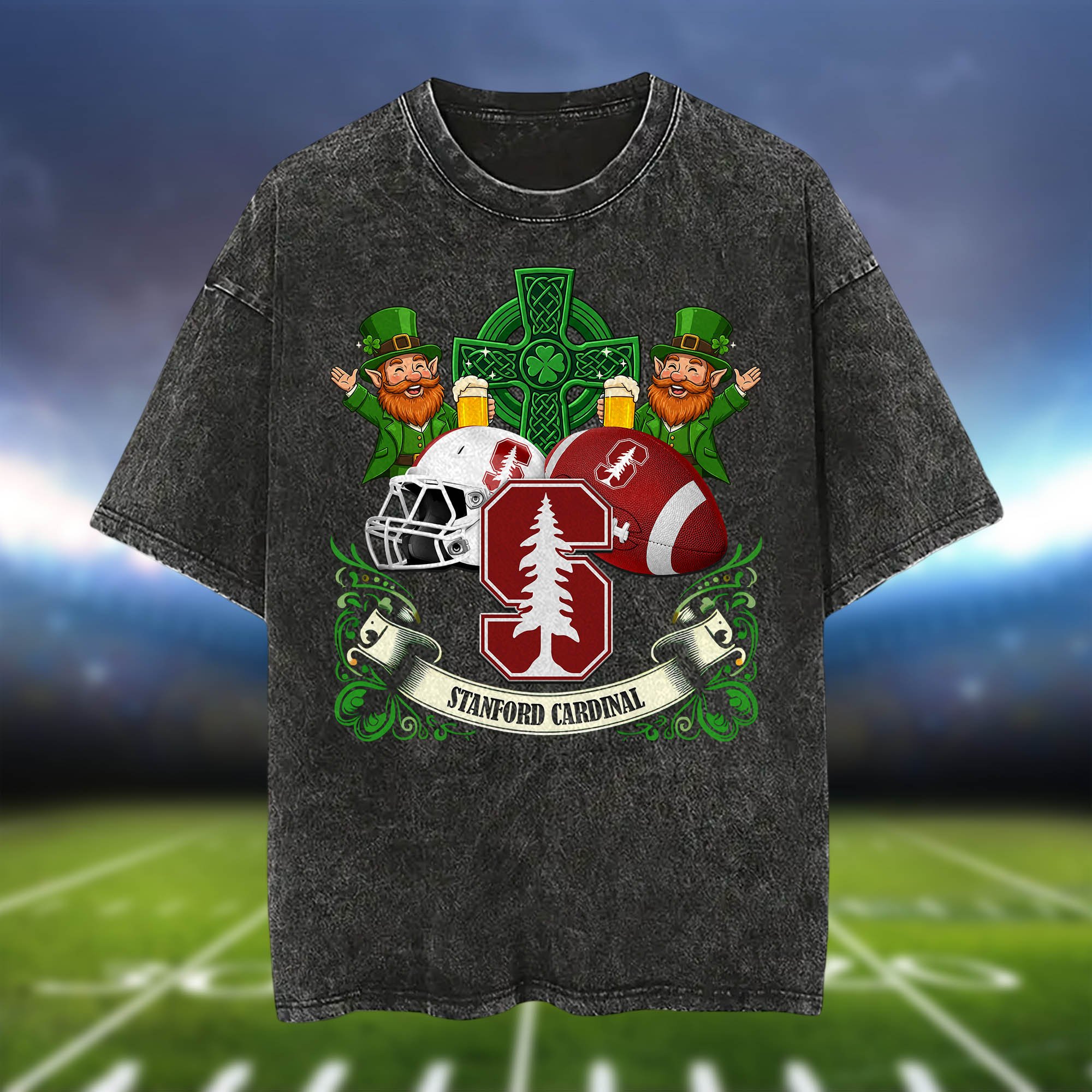 Alternative view of Stanford Cardinal Washed Tee Shirts, Sport Team Shirt For Fan, Sport Gifts ETHY-0220986