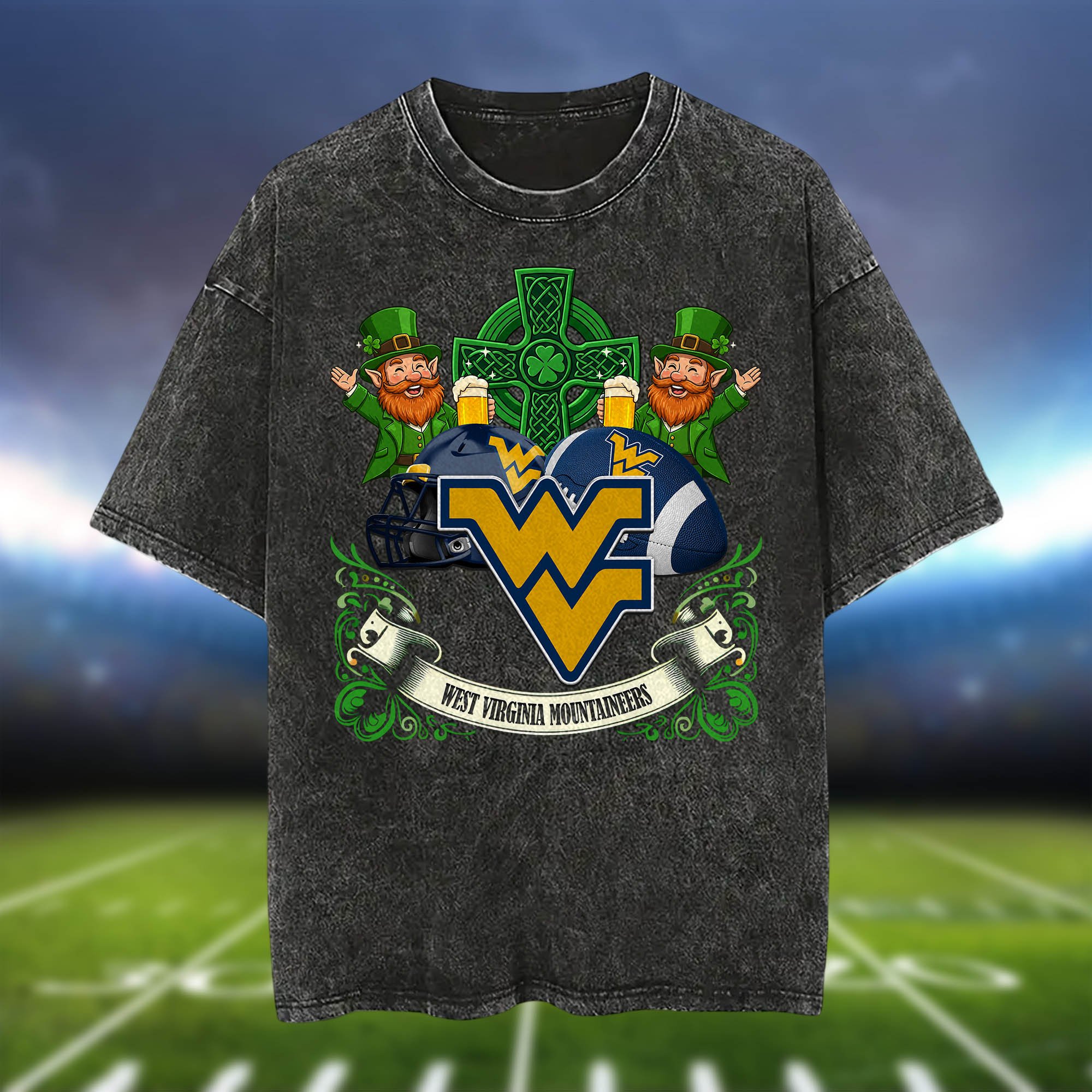 Alternative view of West Virginia Mountaineers Washed Tee Shirts, Sport Team Shirt For Fan, Sport Gifts ETHY-0220986