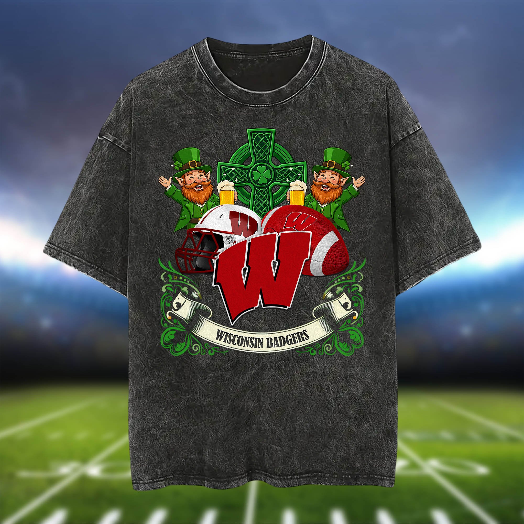 Alternative view of Wisconsin Badgers Washed Tee Shirts, Sport Team Shirt For Fan, Sport Gifts ETHY-0220986