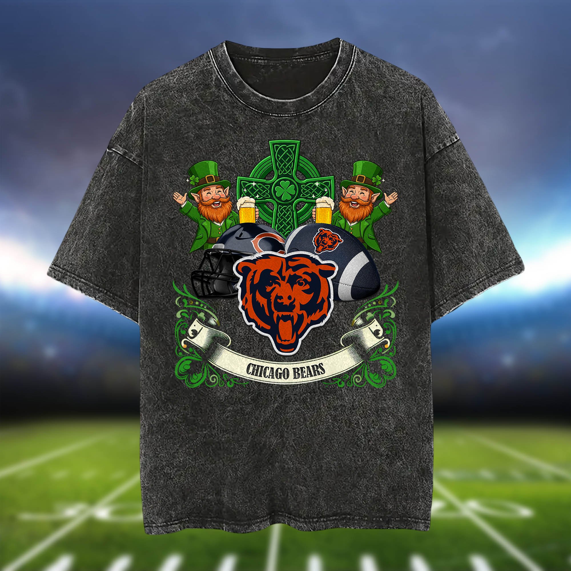 Alternative view of Chicago Bears Washed Tee Shirts, Sport Team Shirt For Fan, Sport Gifts ETHY-0220986