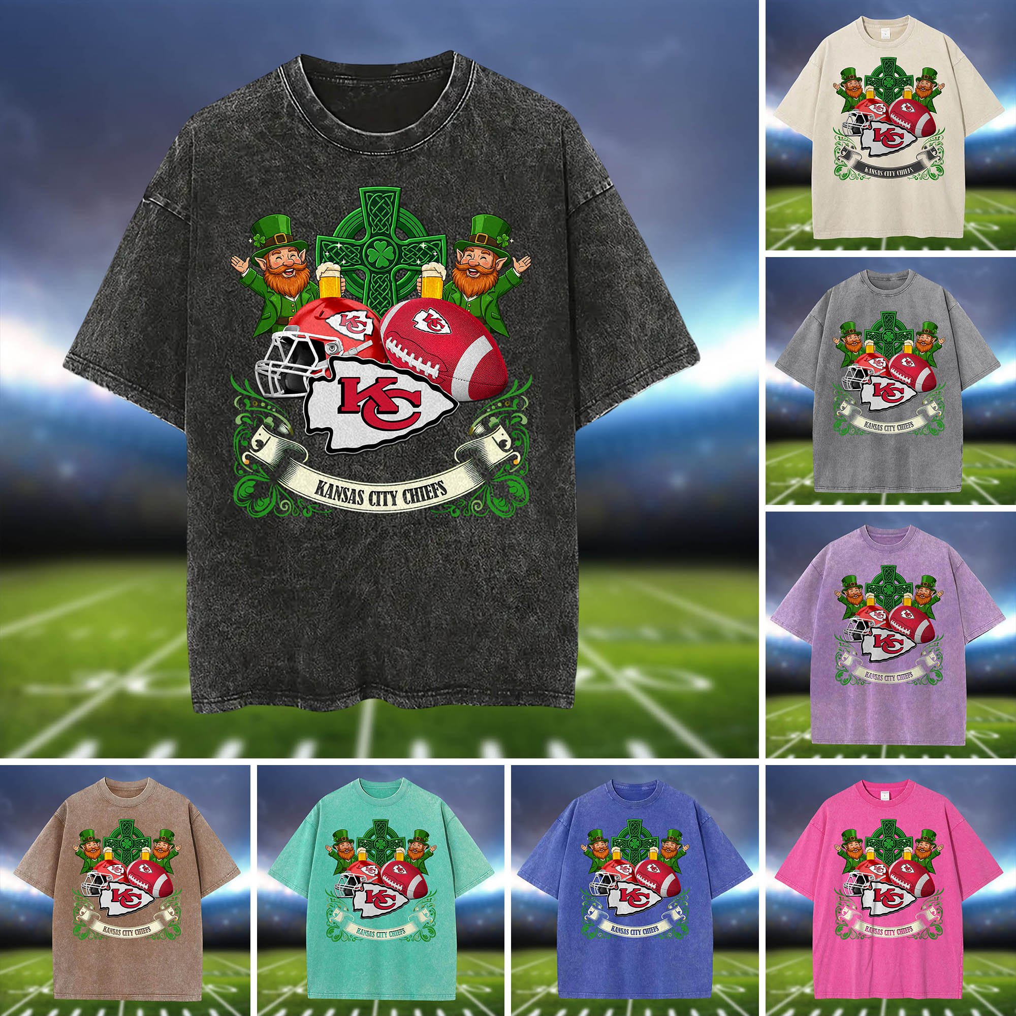 Kansas City Chiefs Washed Tee Shirts, Sport Team Shirt For Fan, Sport Gifts ETHY-0220986