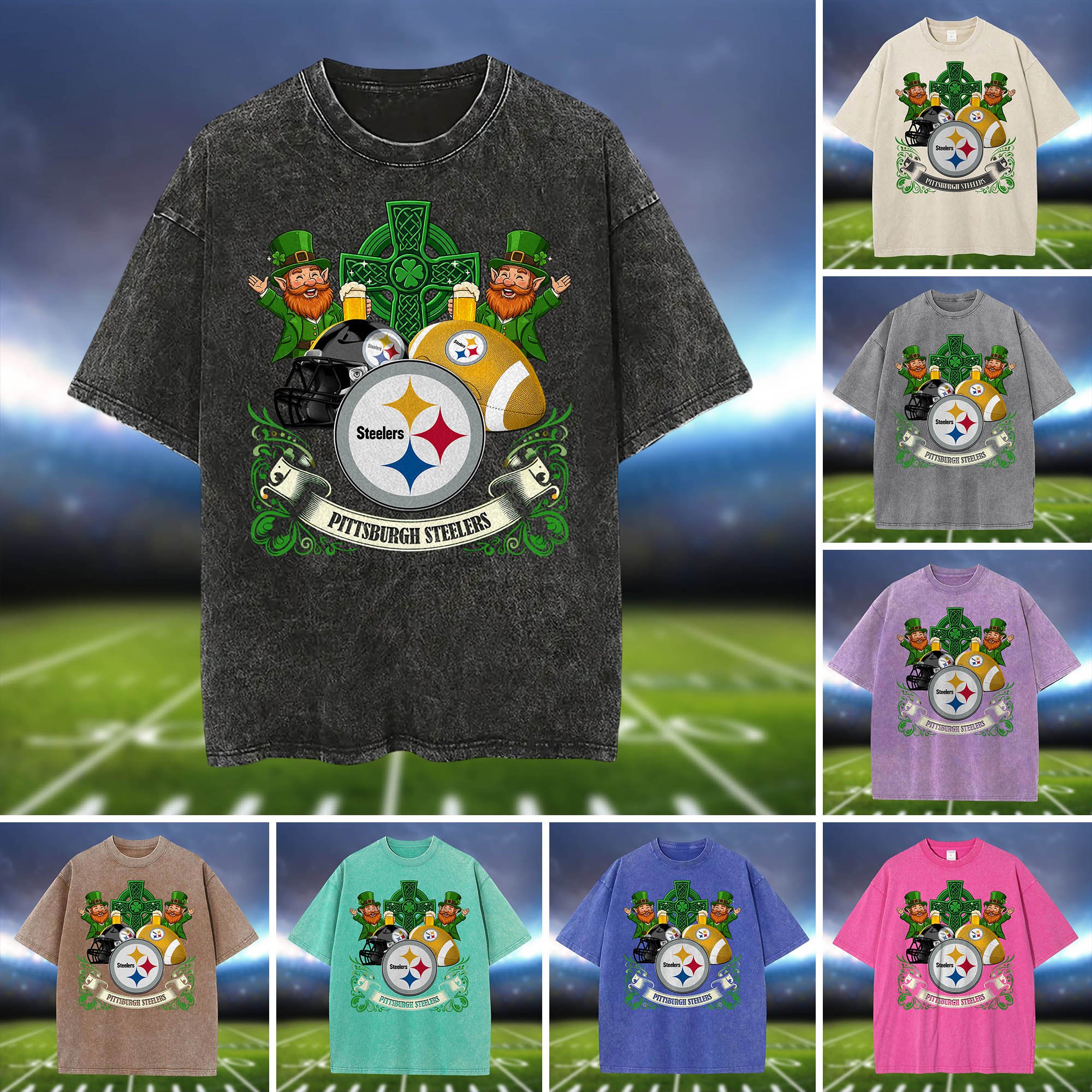 Pittsburgh Steelers Washed Tee Shirts, Sport Team Shirt For Fan, Sport Gifts ETHY-0220986