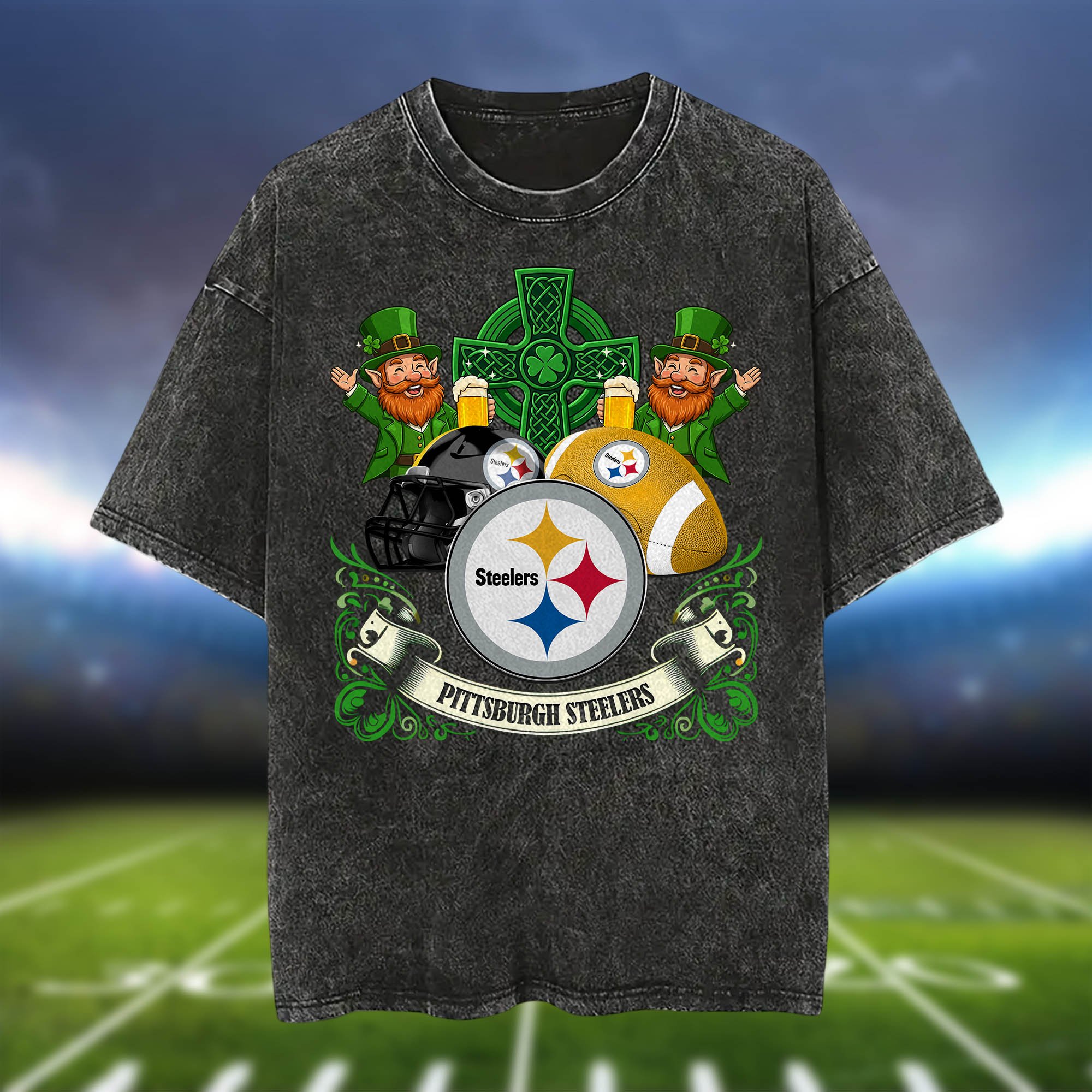 Alternative view of Pittsburgh Steelers Washed Tee Shirts, Sport Team Shirt For Fan, Sport Gifts ETHY-0220986