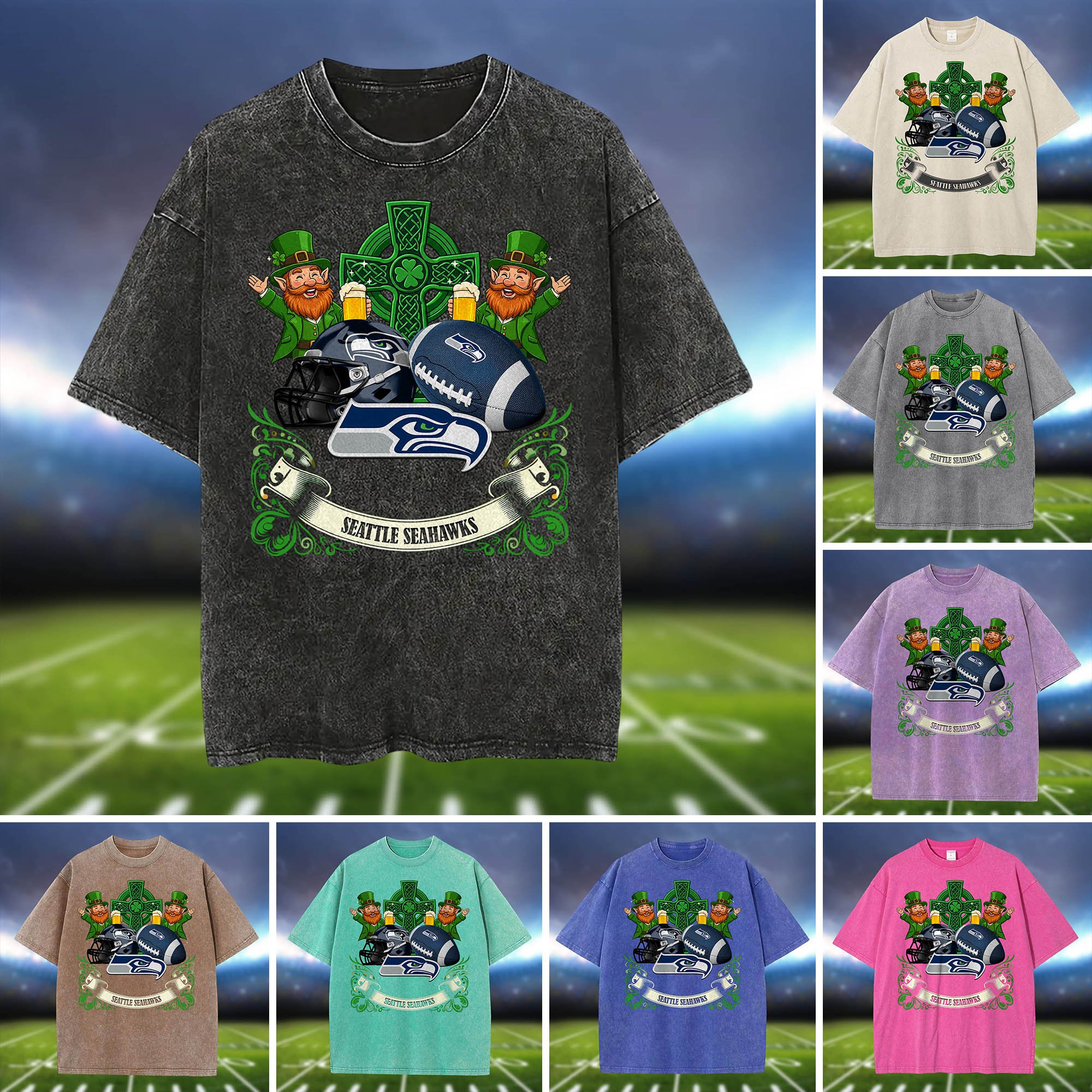 Seattle Seahawks Washed Tee Shirts, Sport Team Shirt For Fan, Sport Gifts ETHY-0220986