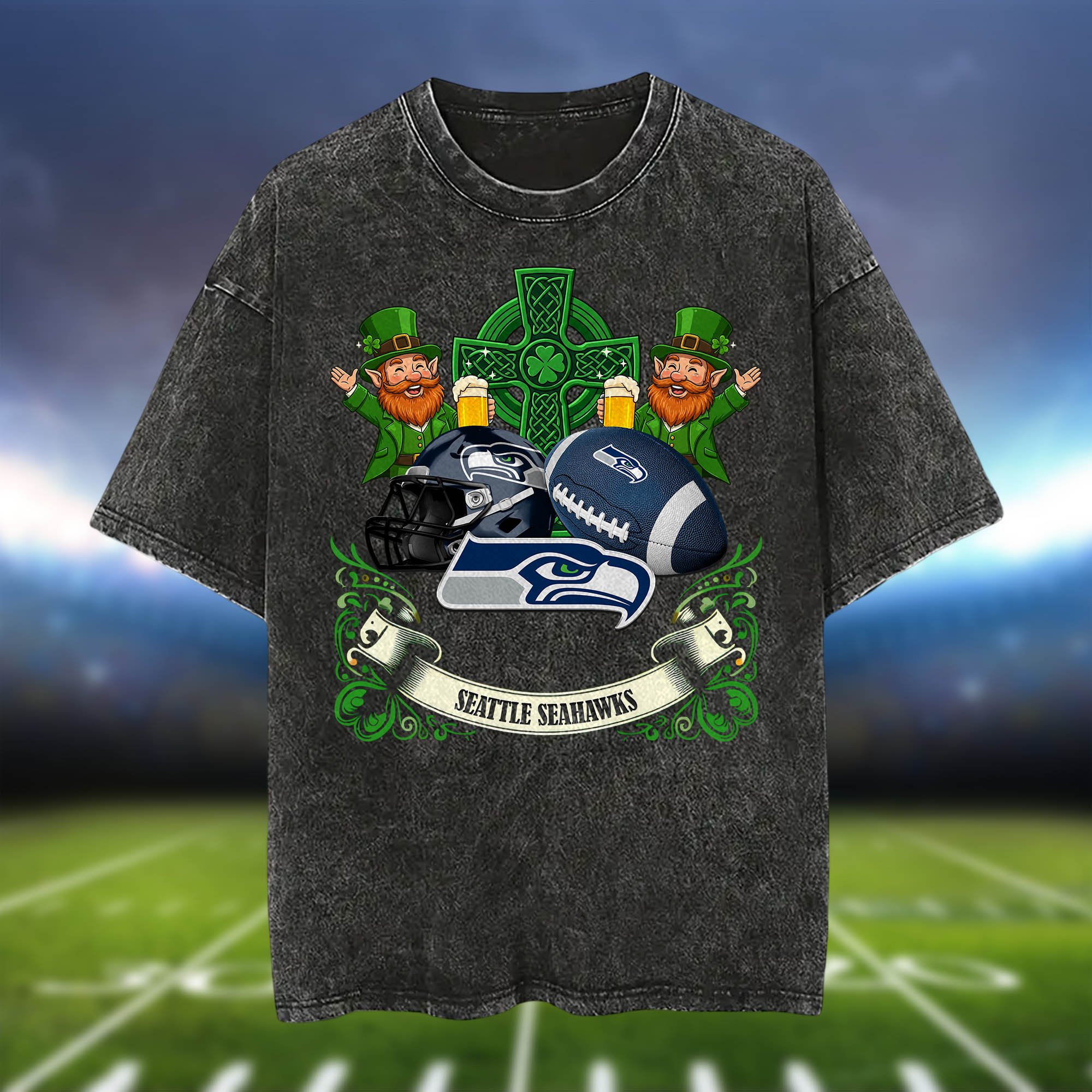 Alternative view of Seattle Seahawks Washed Tee Shirts, Sport Team Shirt For Fan, Sport Gifts ETHY-0220986