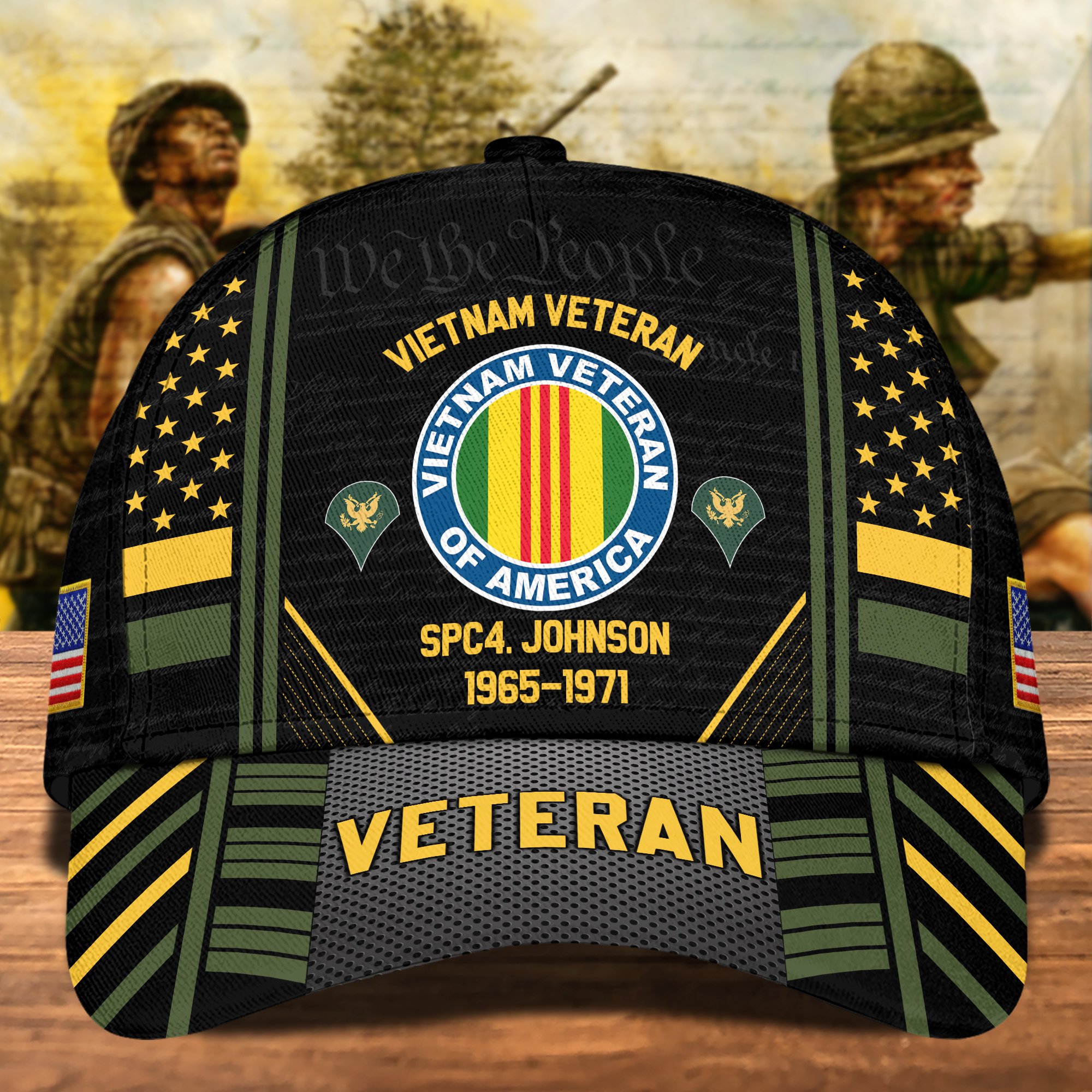 Vietnam Veteran Personalized Veteran hat, Military Cap, Veteran Gifts, Custom Rank, Name, Military Service Years Hat ETRG-0214884