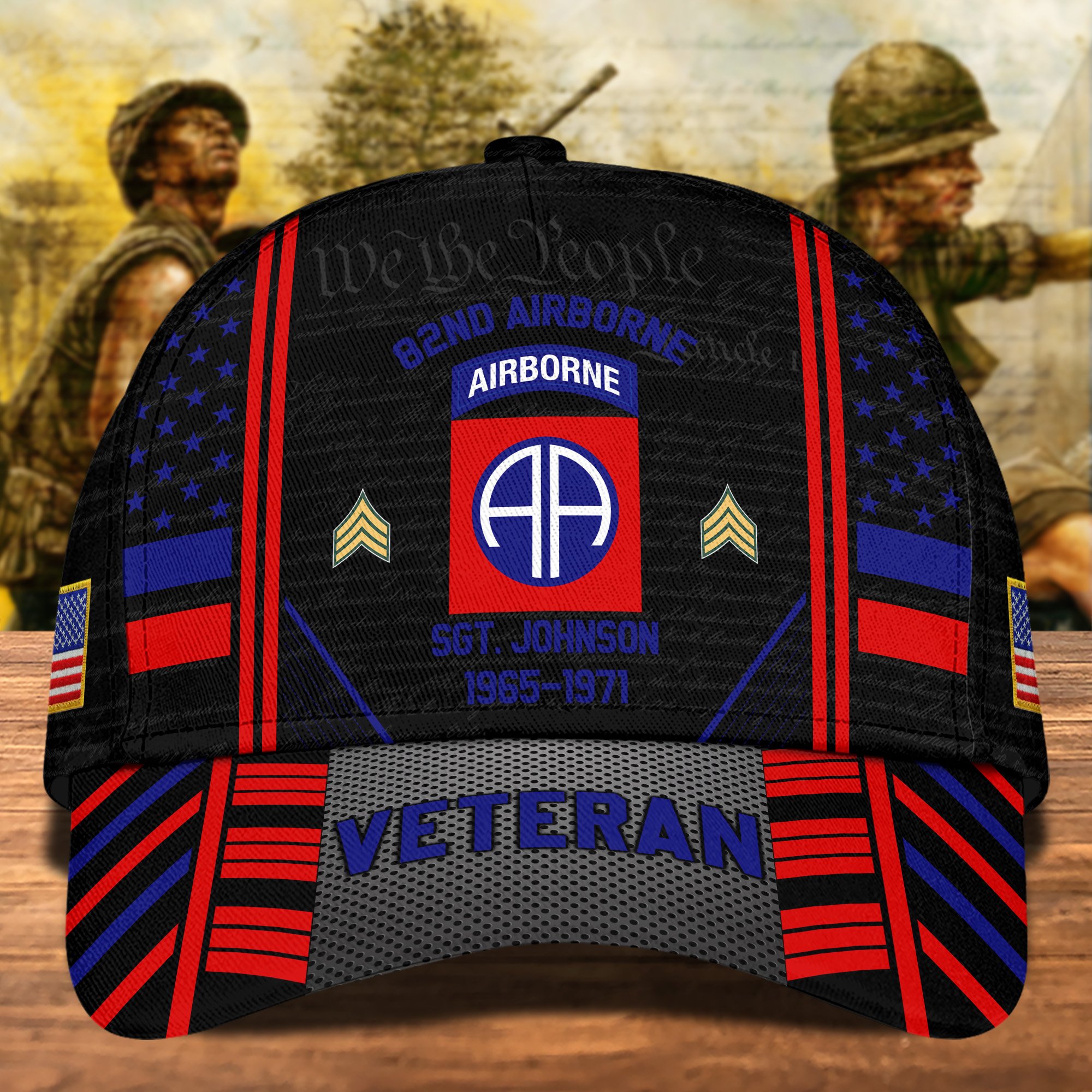 82nd Airborne Personalized Veteran hat, Military Cap, Veteran Gifts, Custom Rank, Name, Military Service Years Hat ETRG-0214884