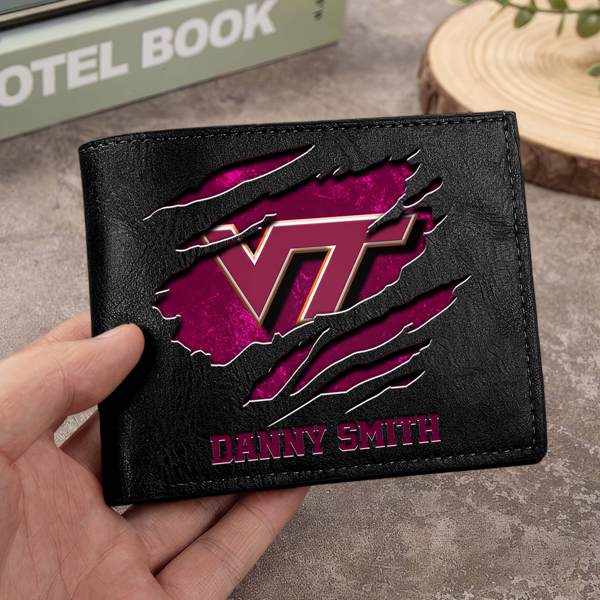 Virginia Tech Hokies Men Wallet Custom Your Name, Football Team Men Wallet For Fans, Gifts For Football Lovers EHIVM-0214878