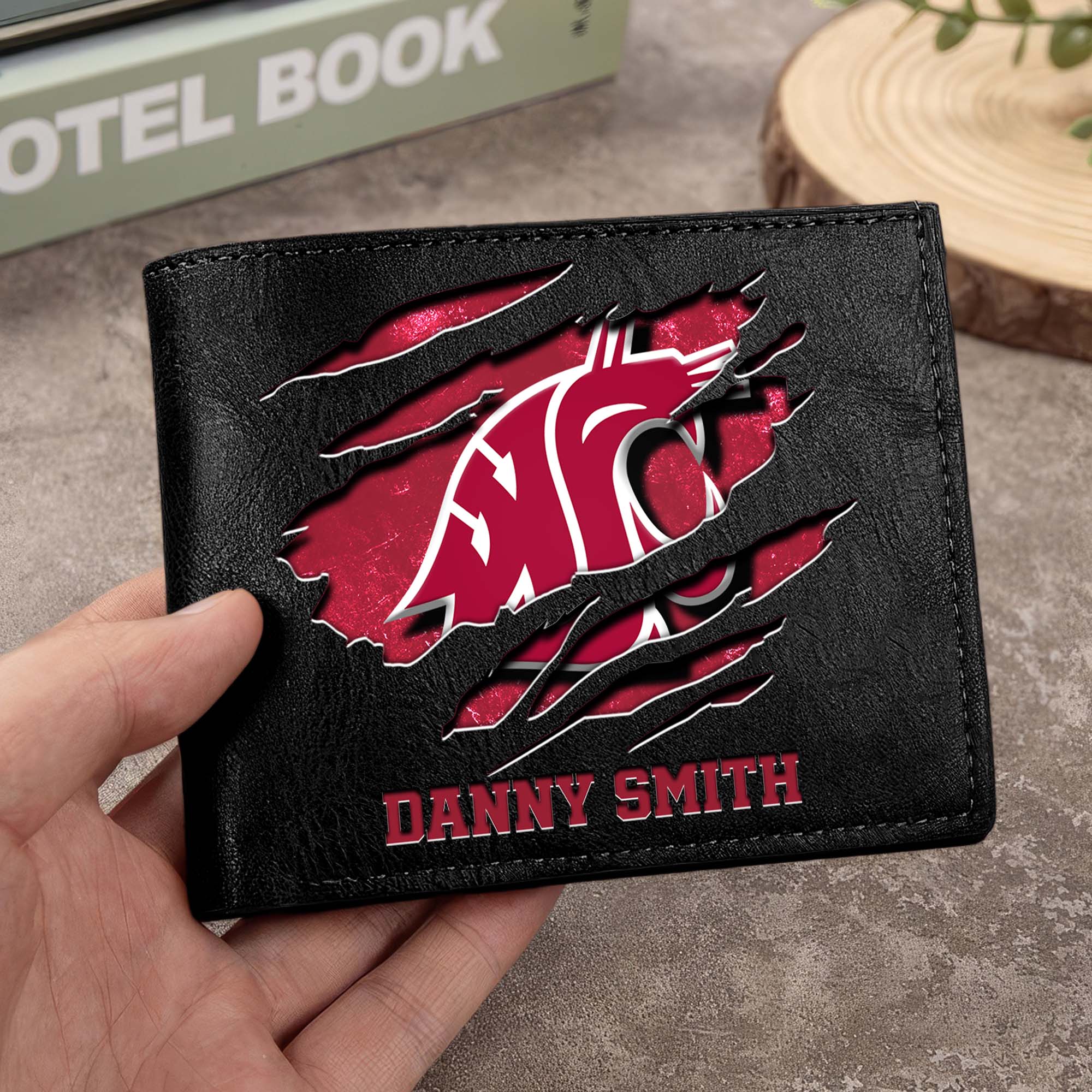 Washington State Cougars Men Wallet Custom Your Name, Football Team Men Wallet For Fans, Gifts For Football Lovers EHIVM-0214878