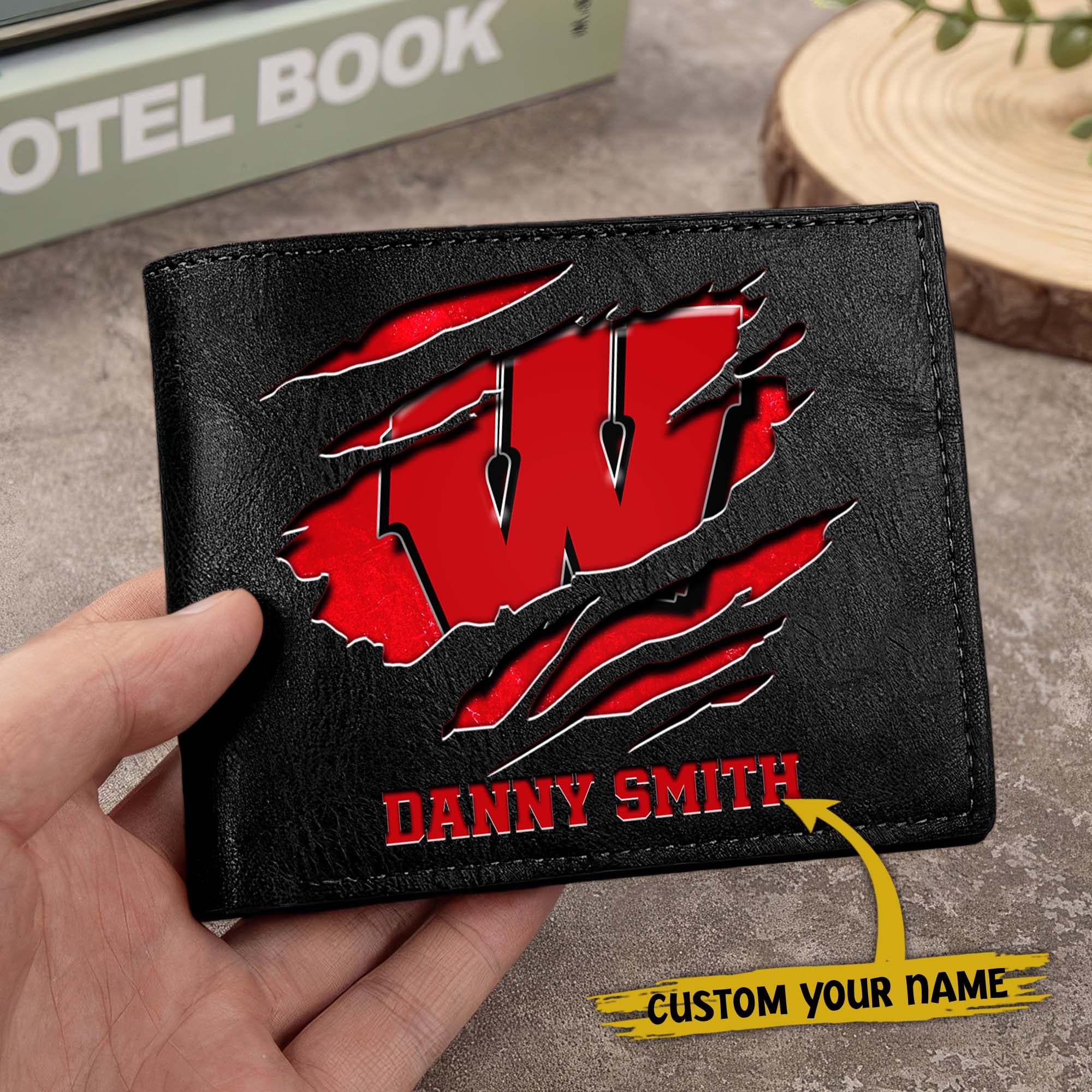 Alternative view of Wisconsin Badgers Men Wallet Custom Your Name, Football Team Men Wallet For Fans, Gifts For Football Lovers EHIVM-0214878