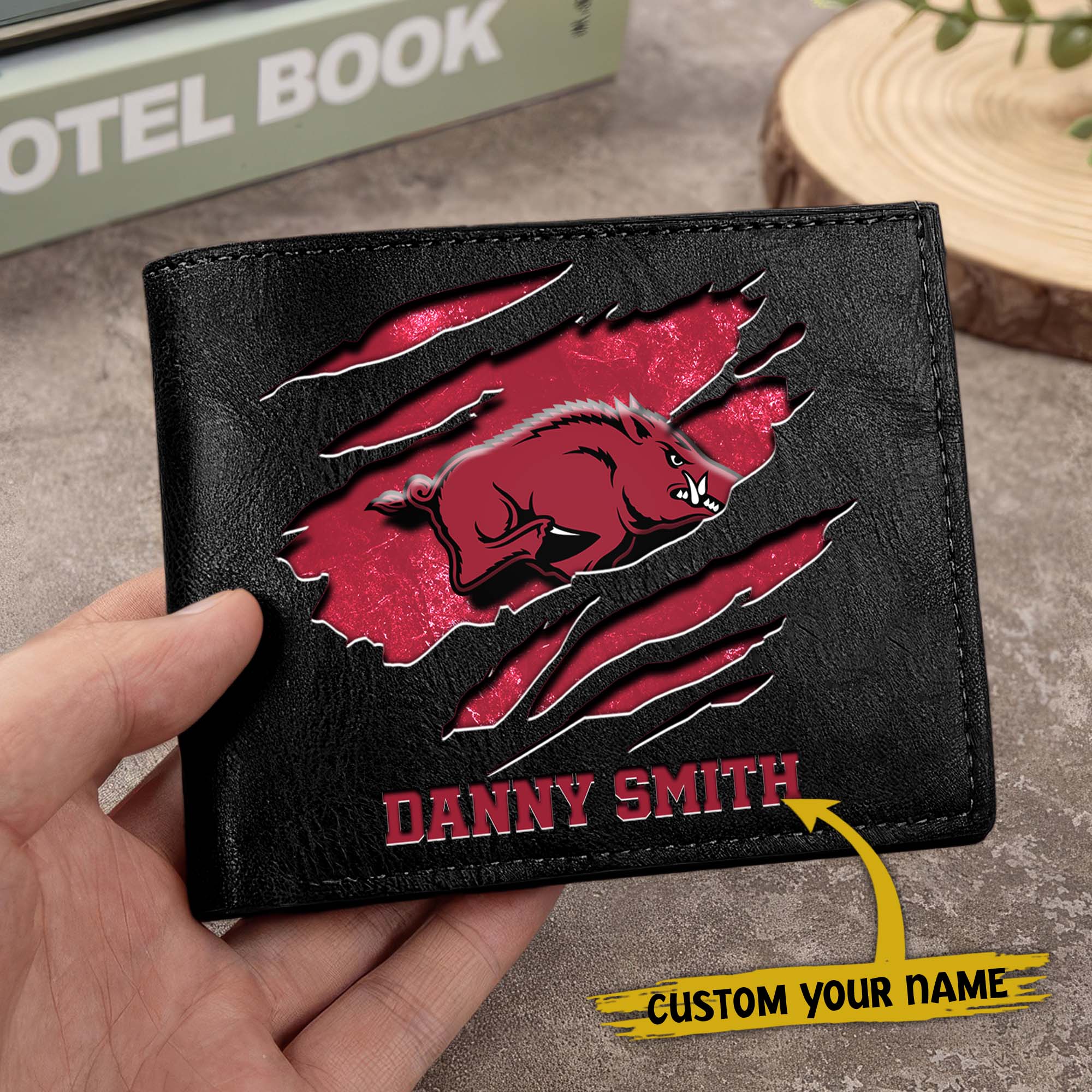 Alternative view of Arkansas Razorbacks Men Wallet Custom Your Name, Football Team Men Wallet For Fans, Gifts For Football Lovers EHIVM-0214878