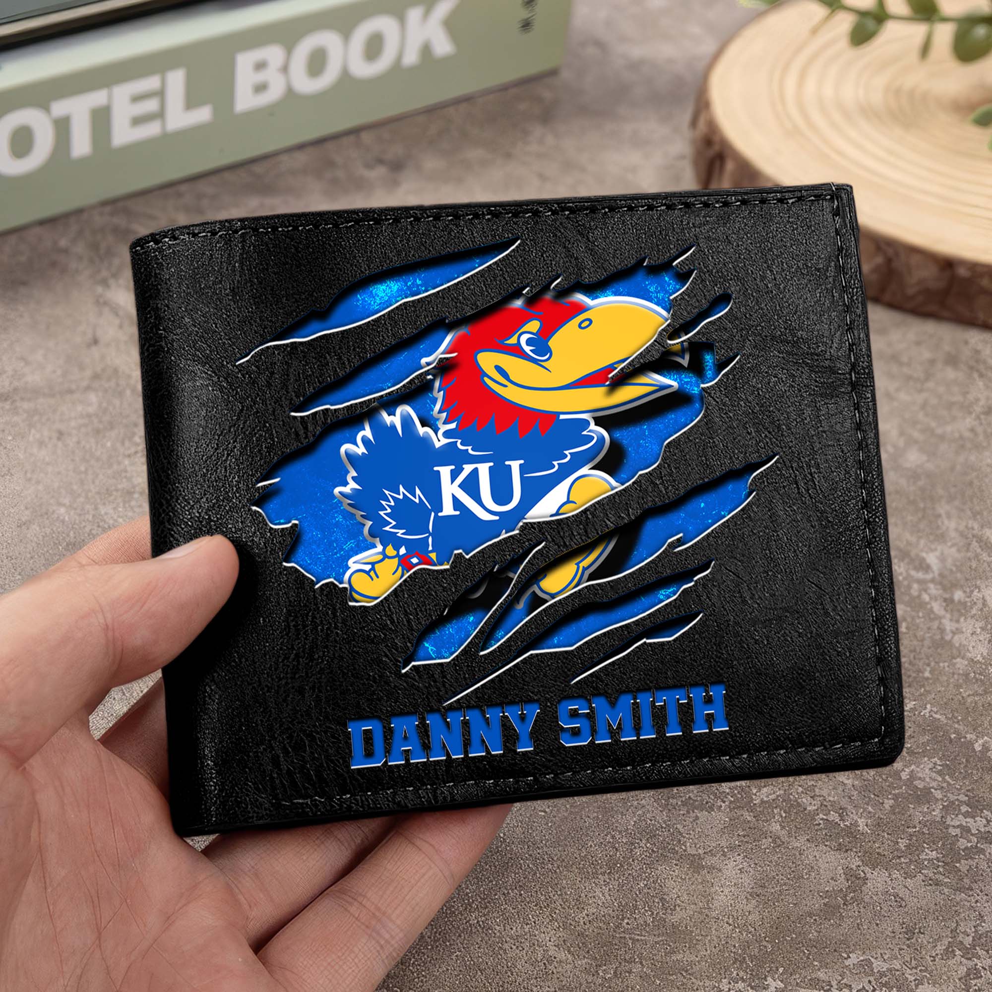 Kansas Jayhawks Men Wallet Custom Your Name, Football Team Men Wallet For Fans, Gifts For Football Lovers EHIVM-0214878