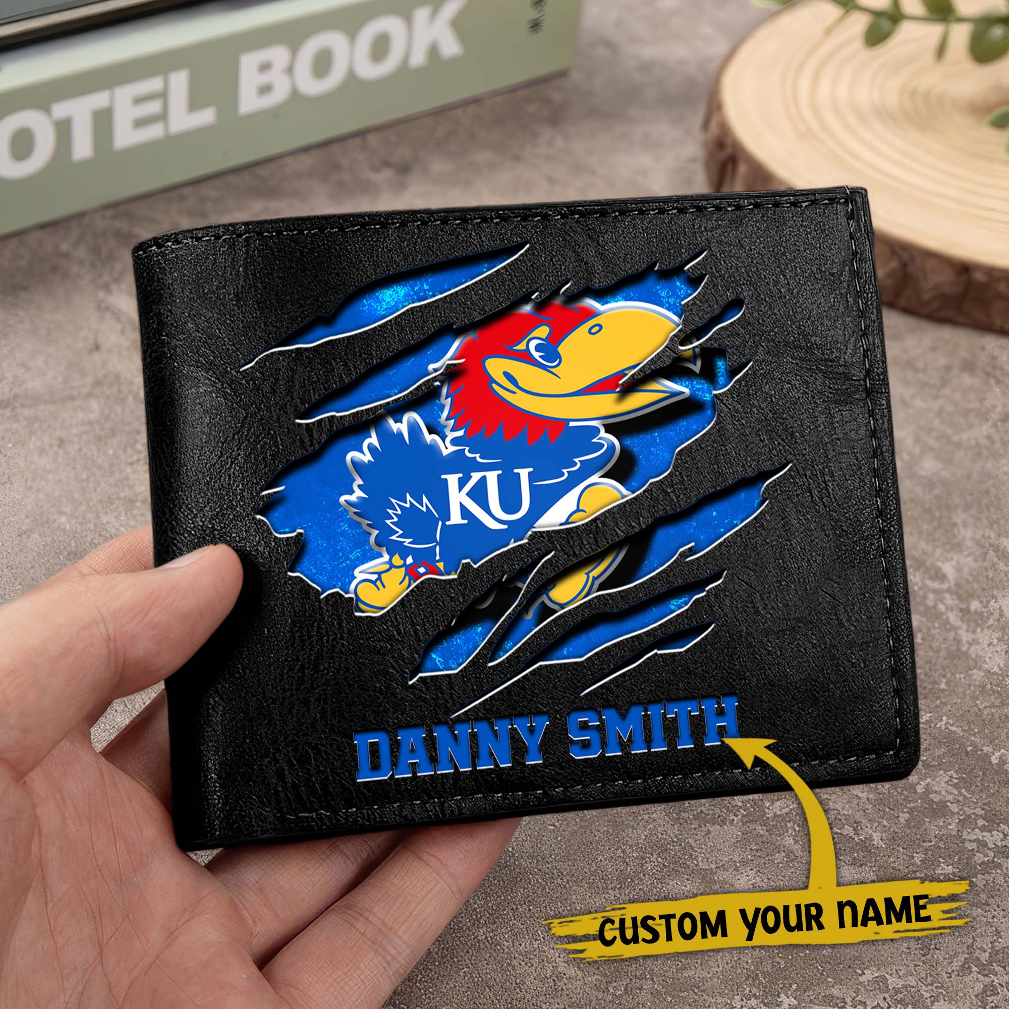 Alternative view of Kansas Jayhawks Men Wallet Custom Your Name, Football Team Men Wallet For Fans, Gifts For Football Lovers EHIVM-0214878