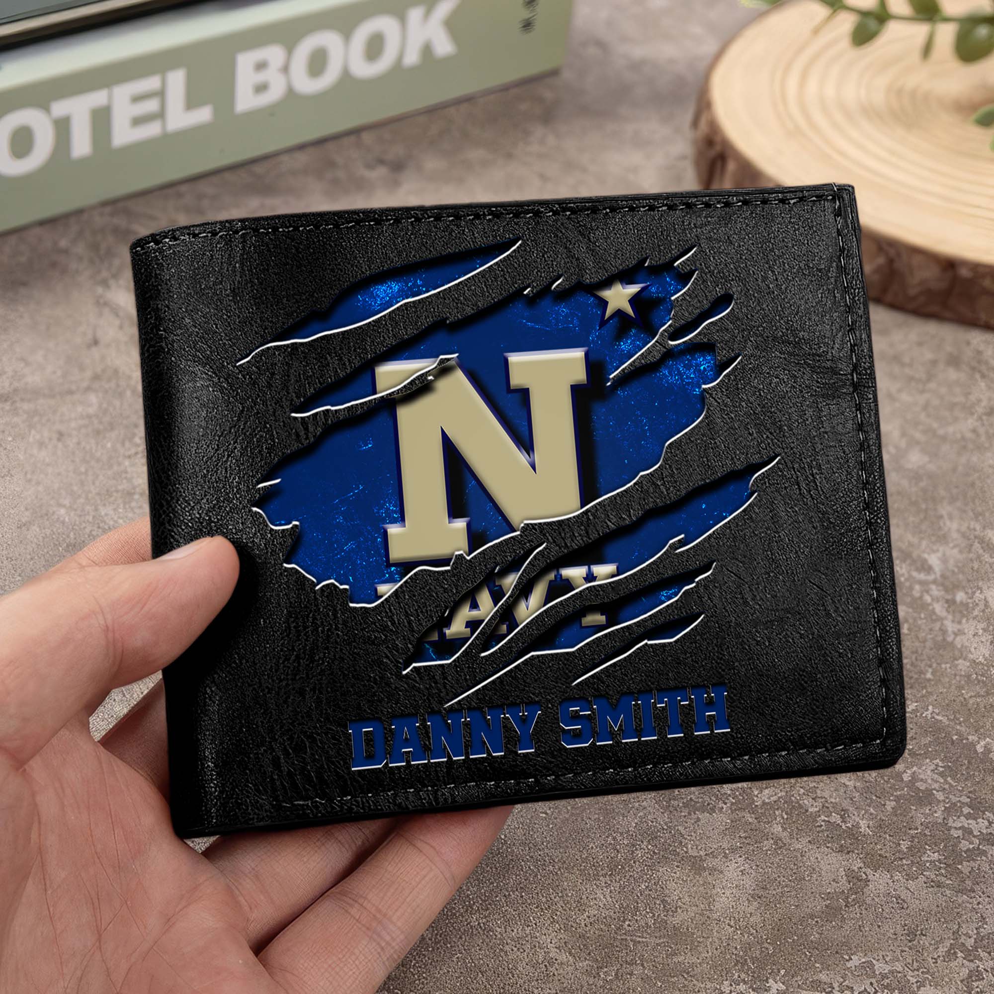 Navy Midshipmen Men Wallet Custom Your Name, Football Team Men Wallet For Fans, Gifts For Football Lovers EHIVM-0214878