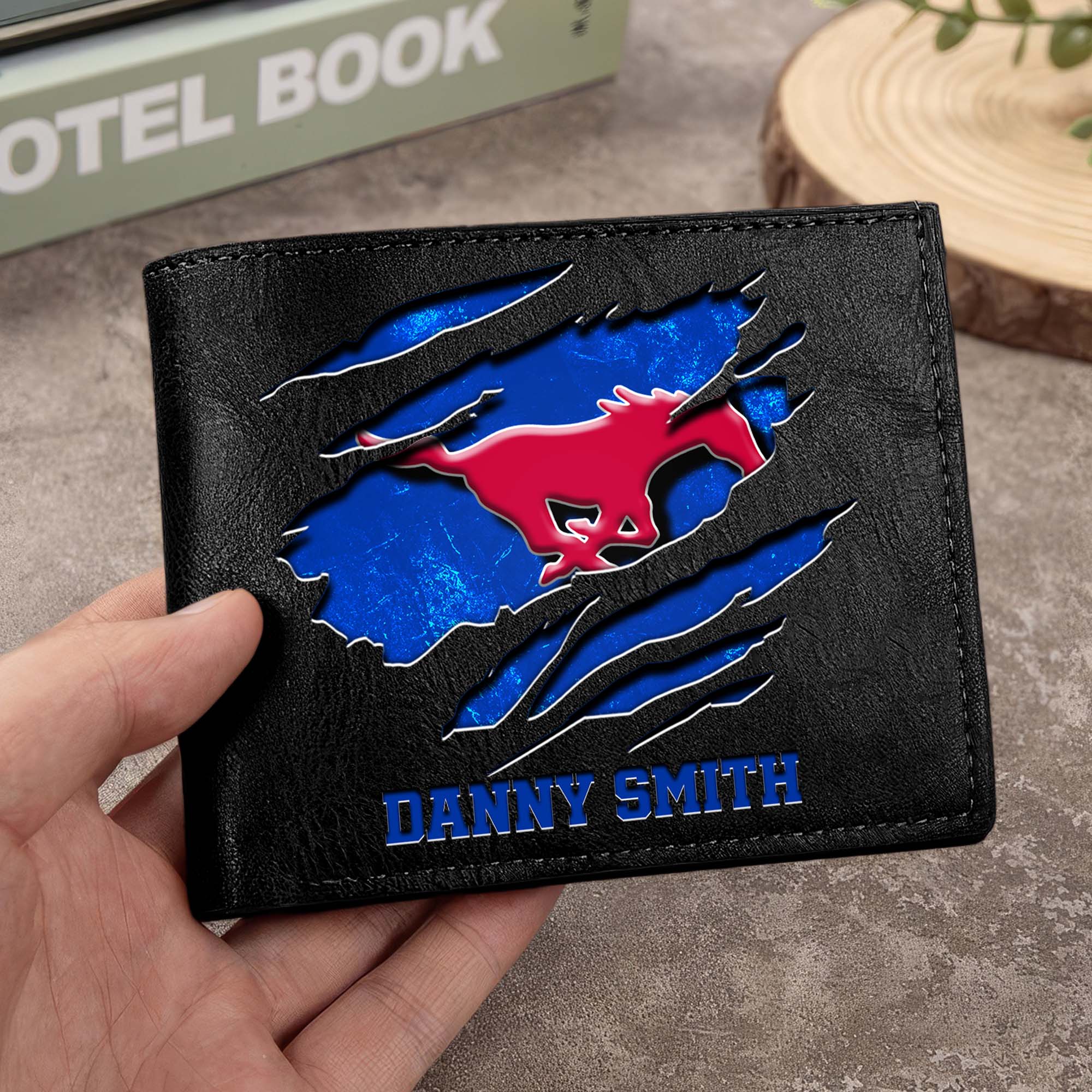 SMU Mustangs Men Wallet Custom Your Name, Football Team Men Wallet For Fans, Gifts For Football Lovers EHIVM-0214878