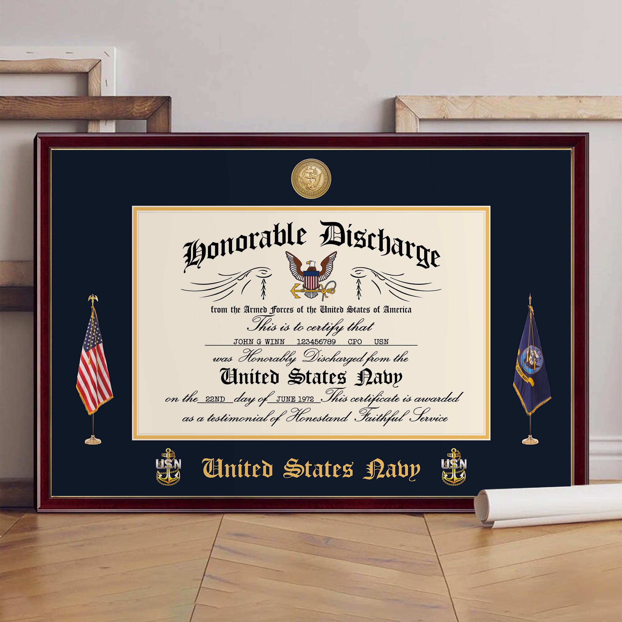 U.S. Navy Poster And Wall Canvas Custom Name And Rank, Military Decorations , Military Gifts ETRG-0207739