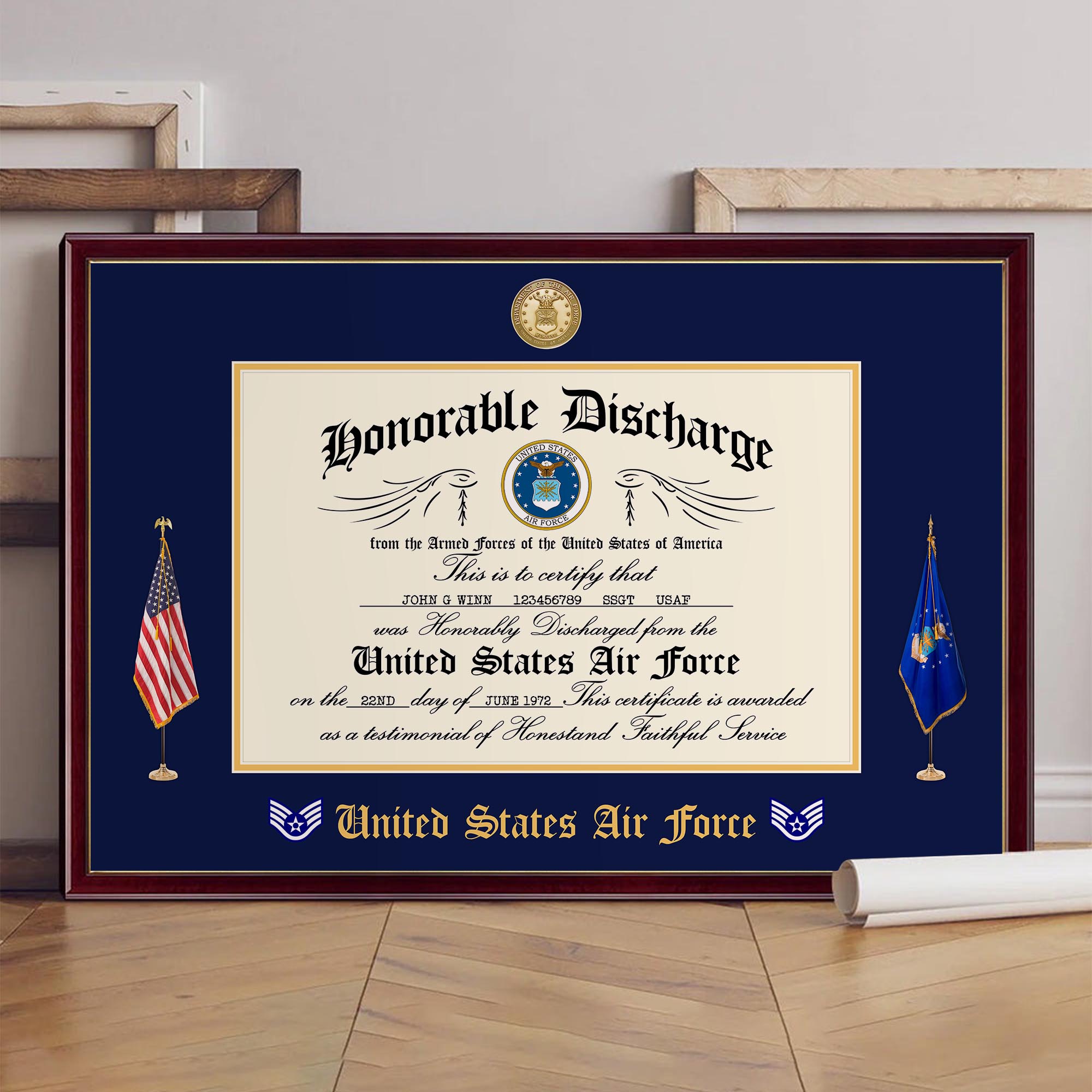 U.S. Air Force Poster And Wall Canvas Custom Name And Rank, Military Decorations , Military Gifts ETRG-0207739