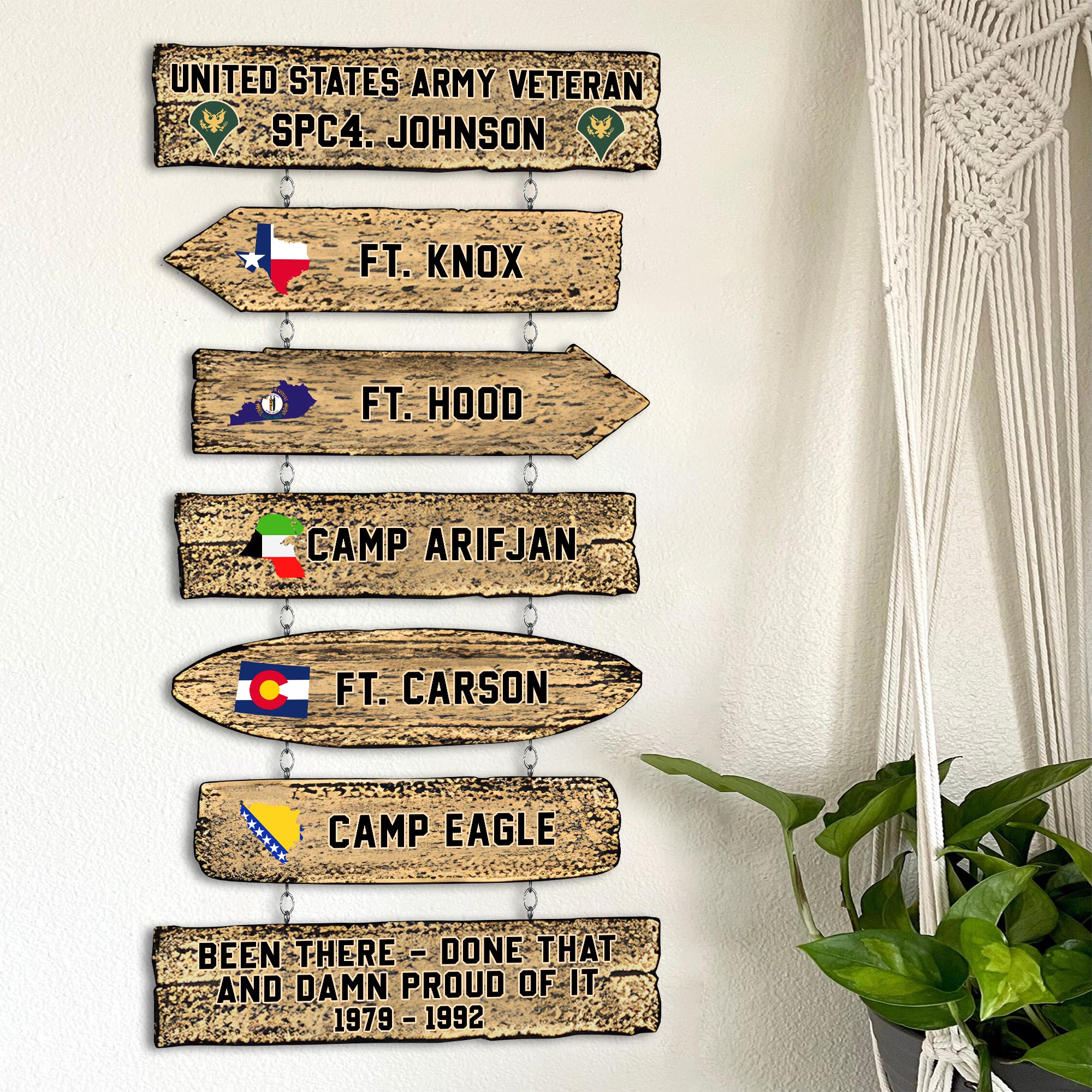 U.S. Army Shape Wooden Sign Custom State And Rank, Military Sign, Military Decorations ETRG-0214882