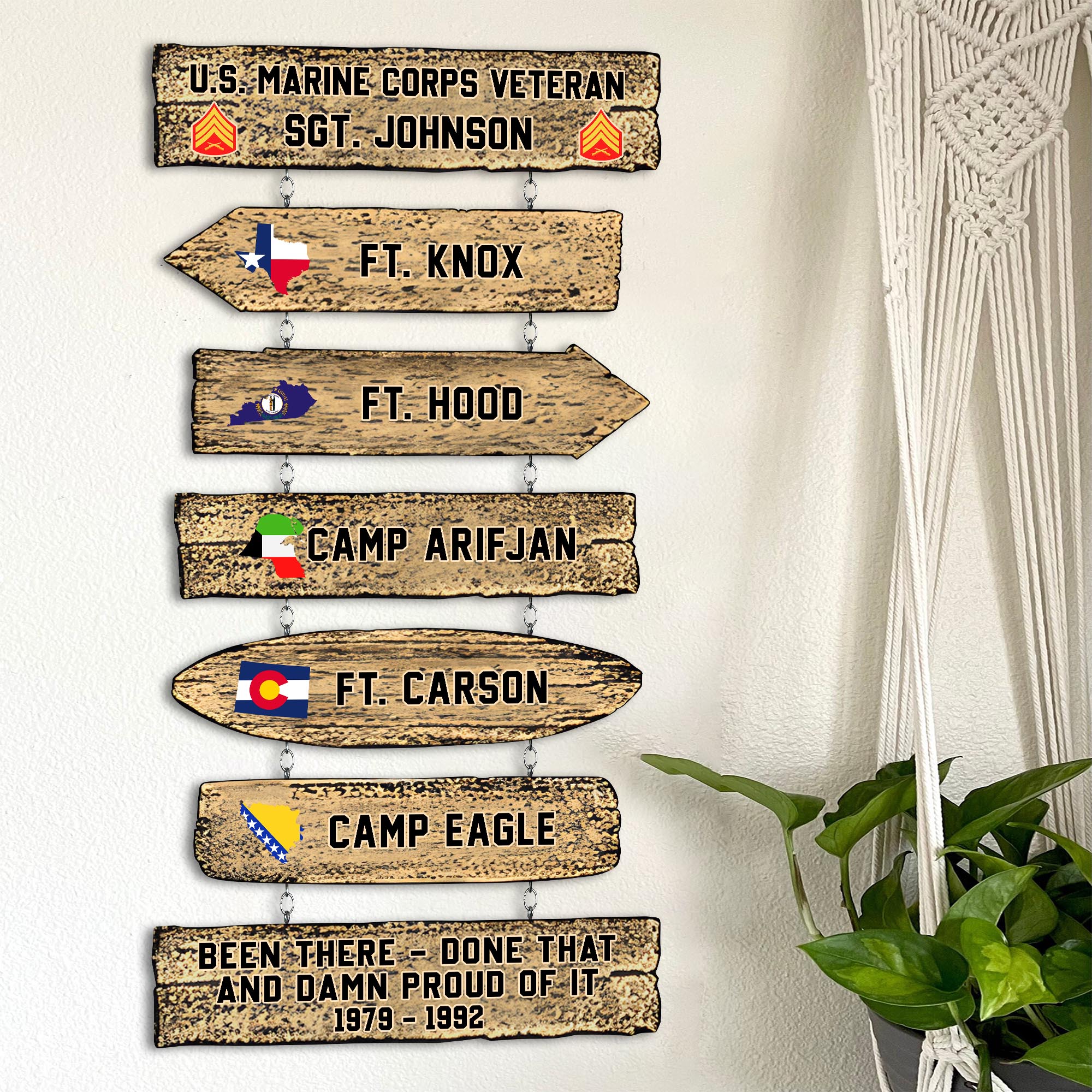 U.S. Marines Shape Wooden Sign Custom State And Rank, Military Sign, Military Decorations ETRG-0214882