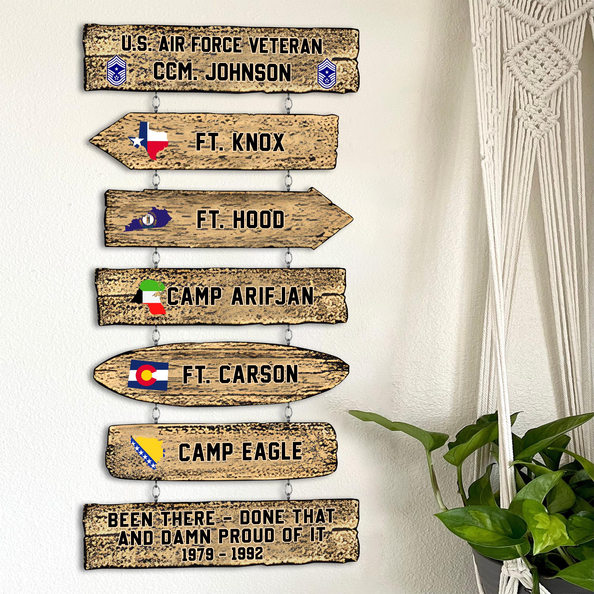 U.S. Air Force Shape Wooden Sign Custom State And Rank, Military Sign, Military Decorations ETRG-0214882