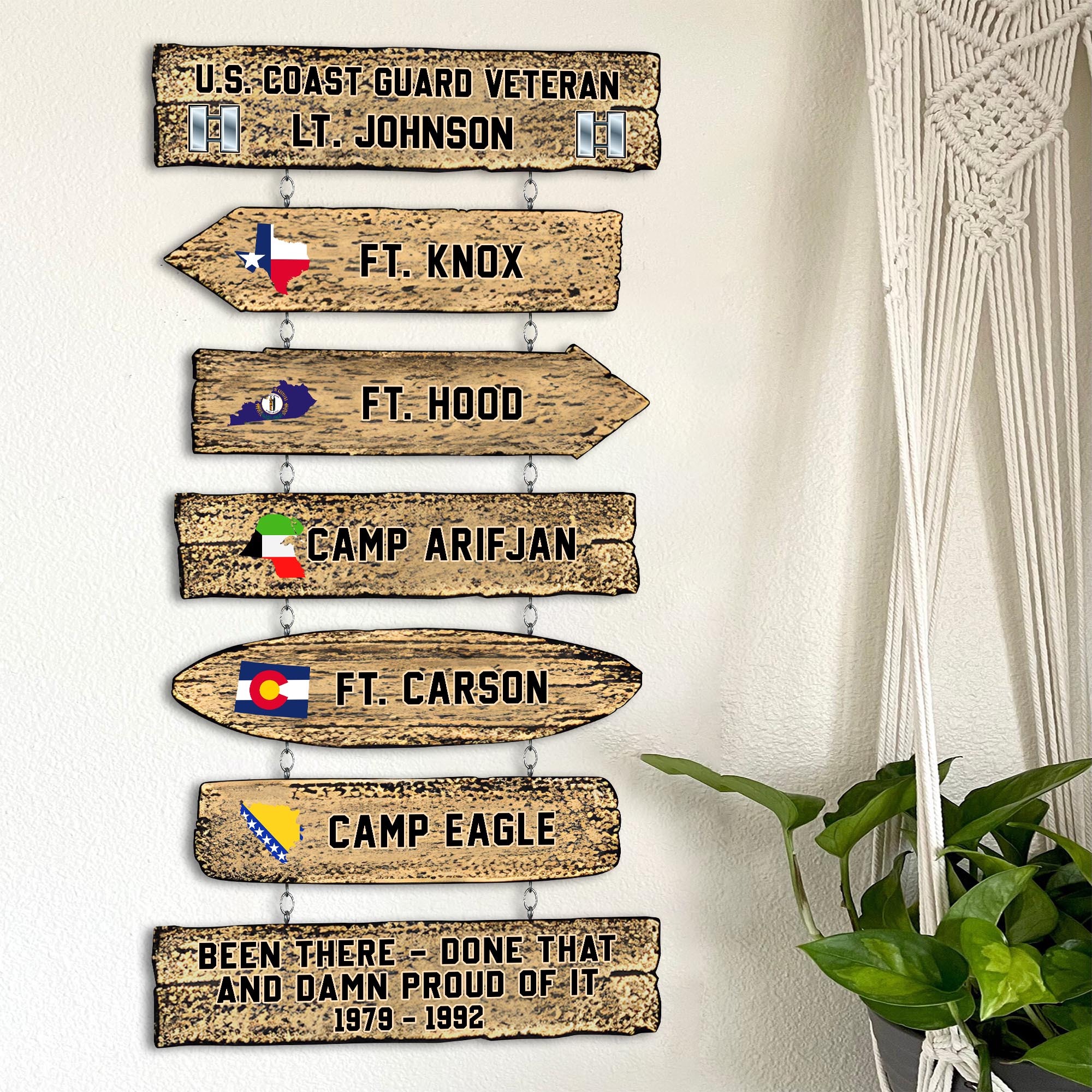 U.S. Coast Guard Shape Wooden Sign Custom State And Rank, Military Sign, Military Decorations ETRG-0214882