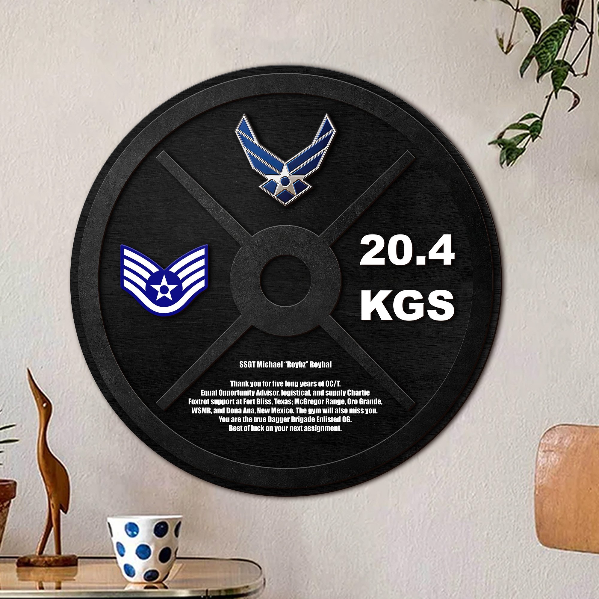 U.S. Air Force Shape Wooden Sign 2 Sides Custom Name, Text And Weight, Military Sign, Military Weight ETRG-0214888